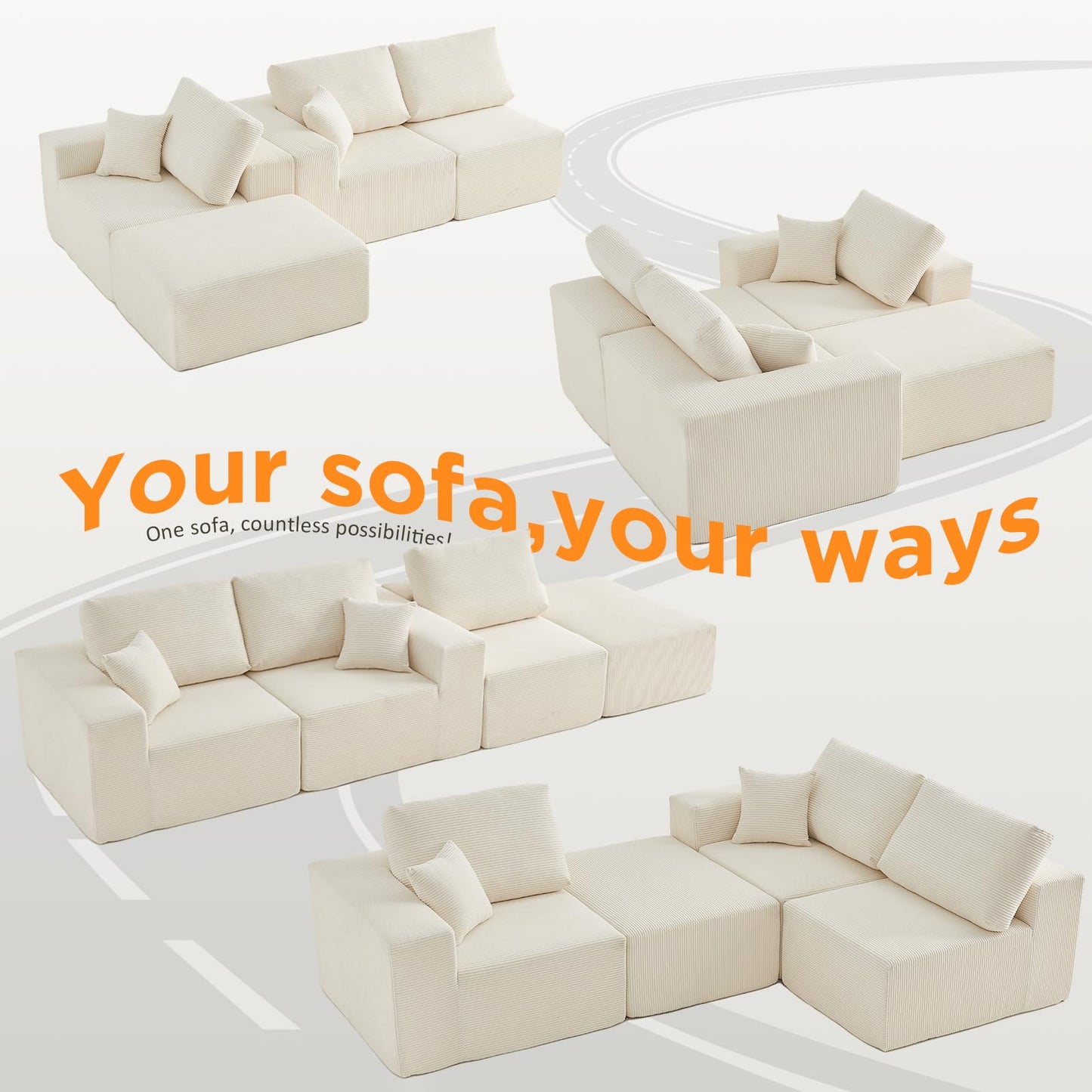 INGEROOM 108" Sectional Sofa – Dark Gray