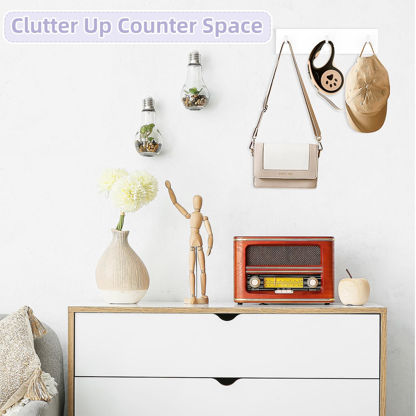 VIS'V Adhesive Wall Key Holder – Black