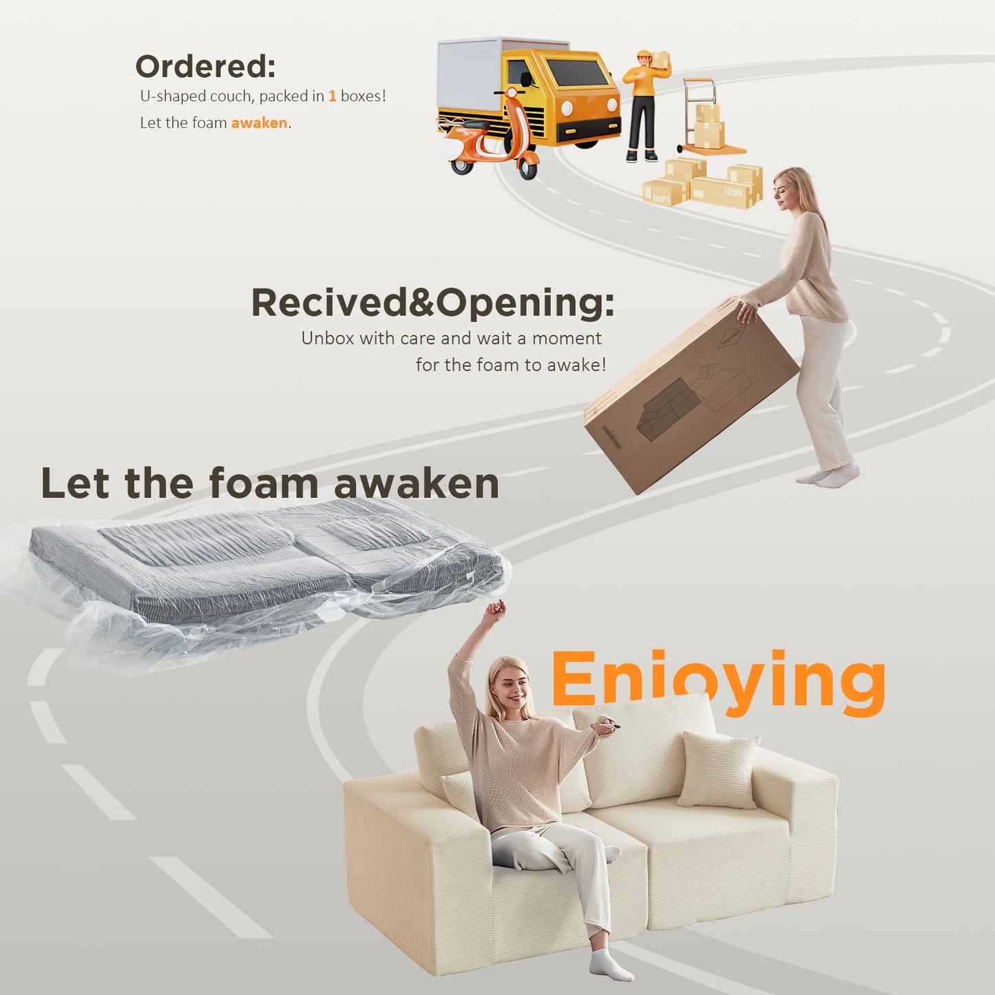 INGEROOM 108" Sectional Sofa – Dark Gray