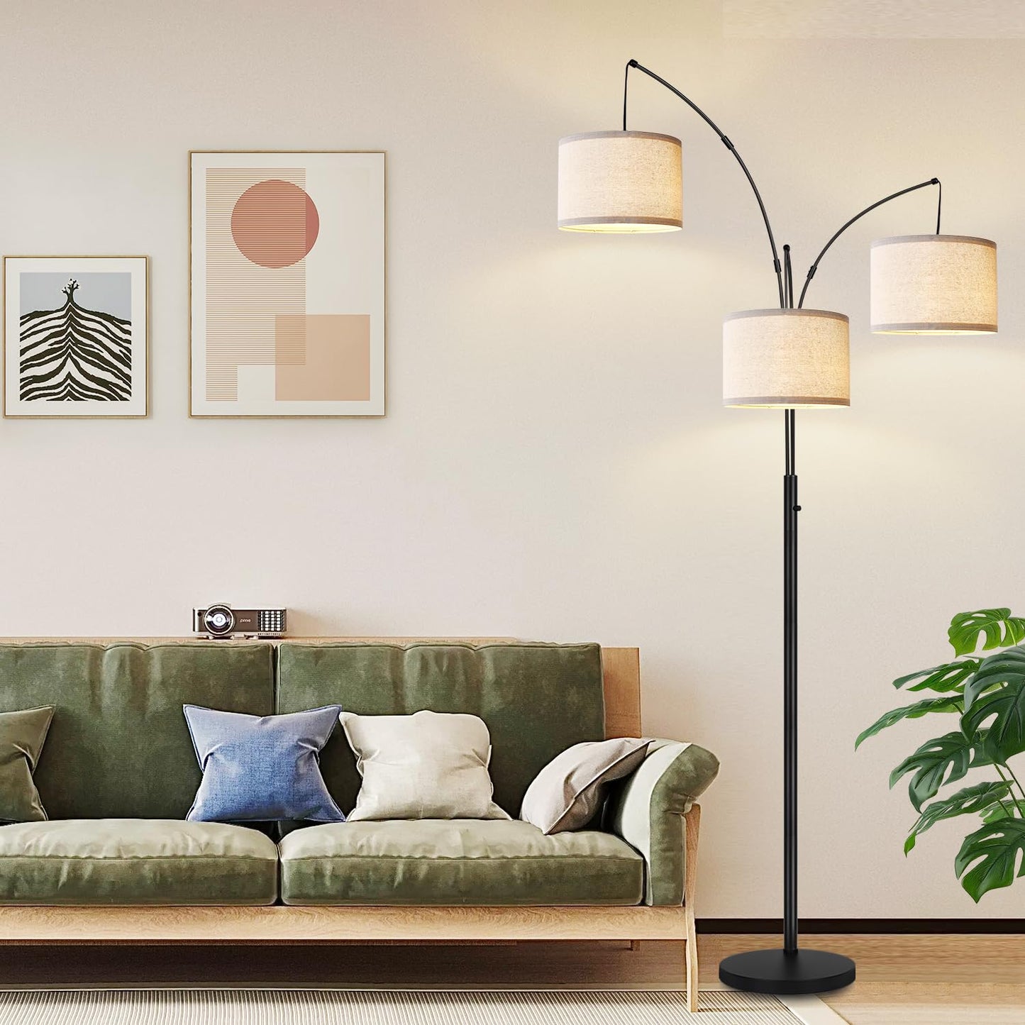 Dimmable 3-Light Arc Floor Lamp