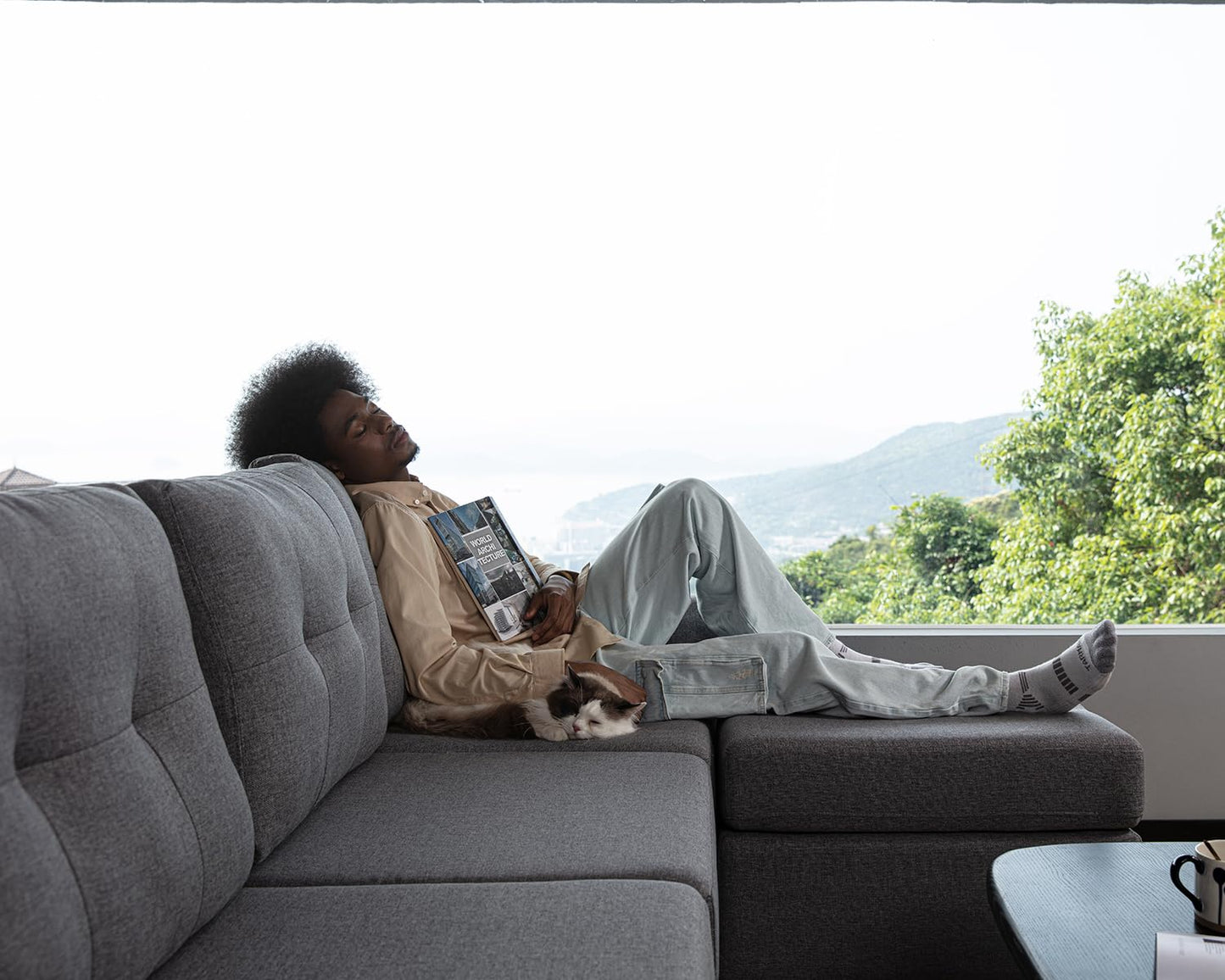 LINSY HOME Modular Sectional Sofa – Dark Gray