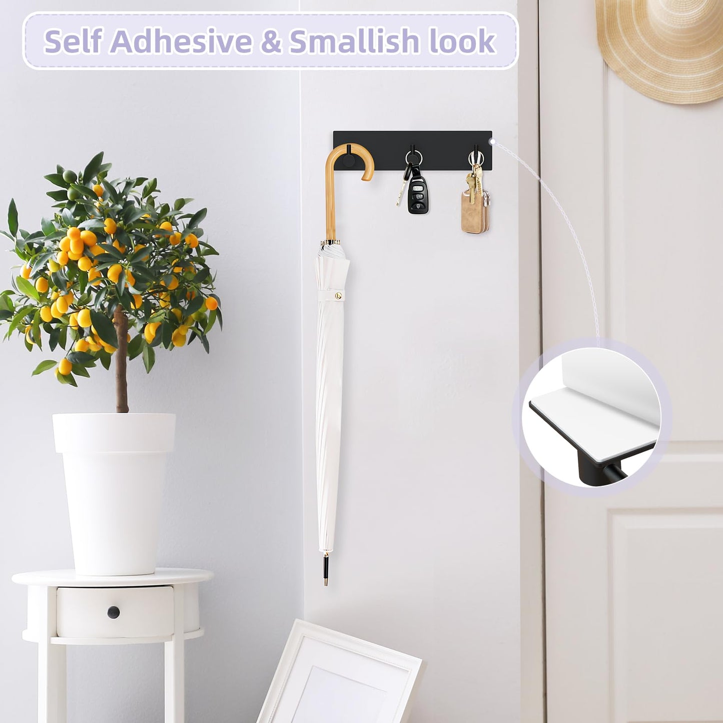 VIS'V Adhesive Wall Key Holder – Black