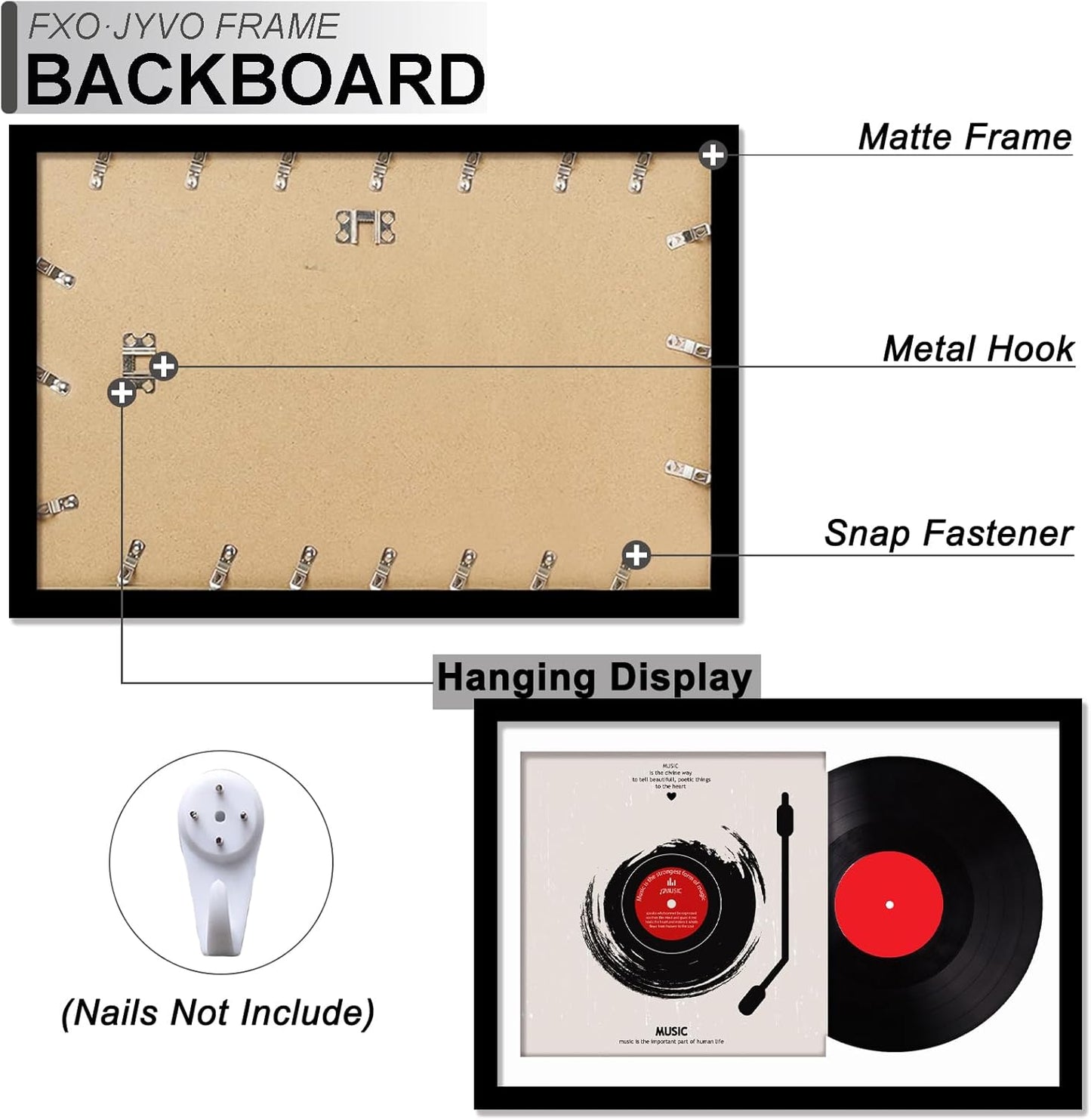 4-Pack 12.5" White Vinyl Record Frames