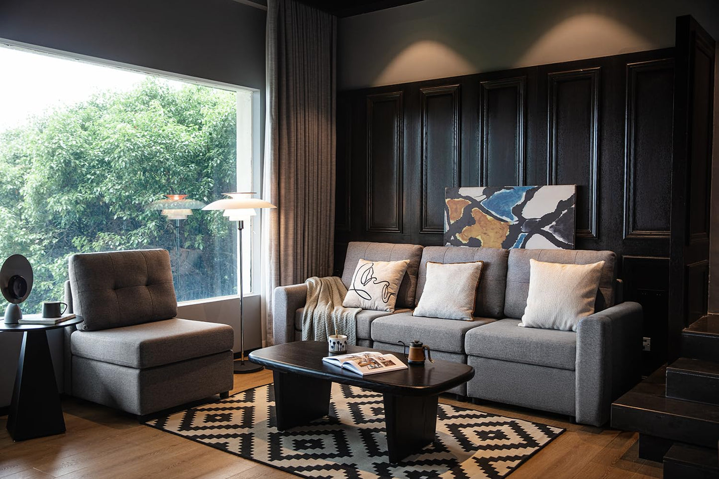 LINSY HOME Modular Sectional Sofa – Dark Gray