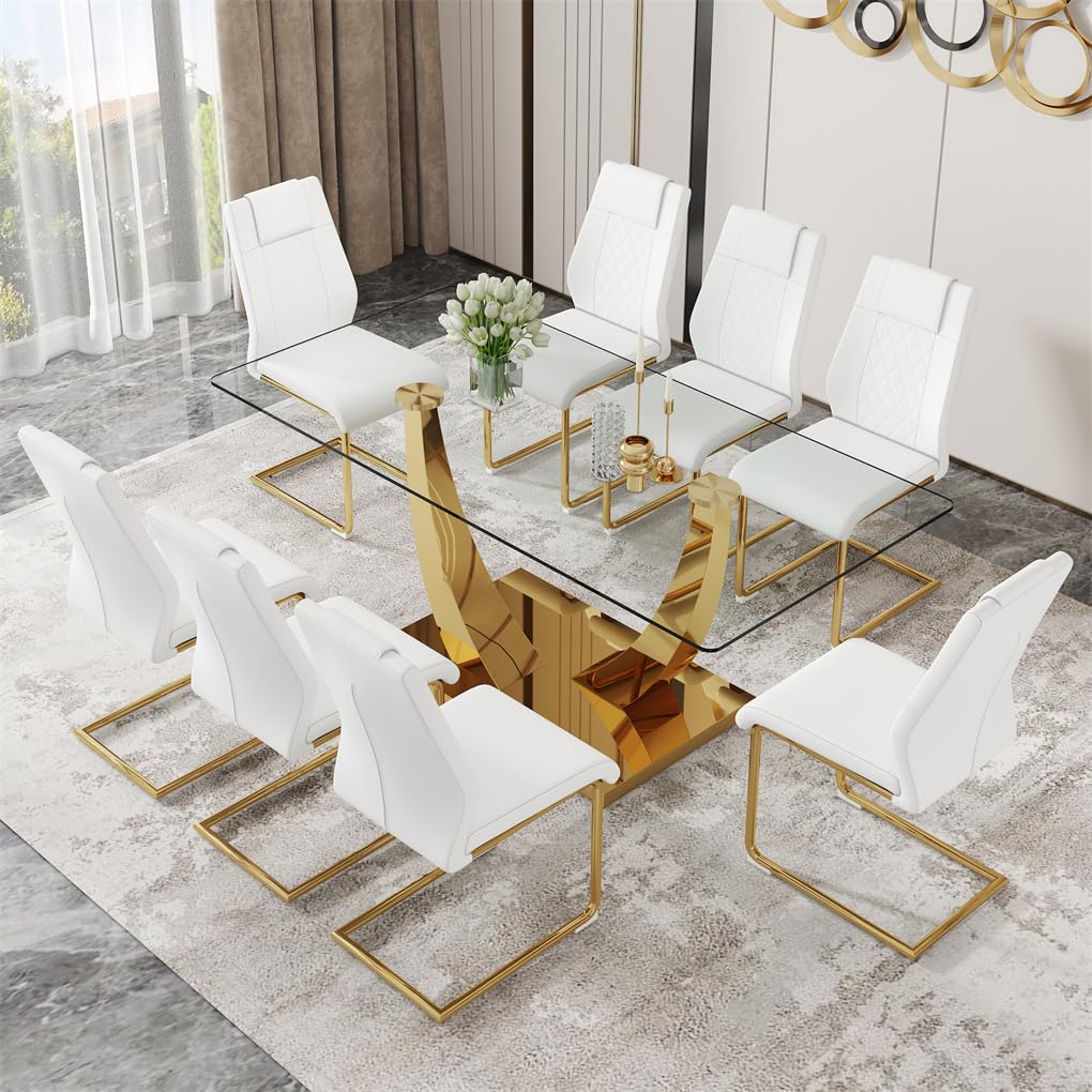 63" Glass Dining Table Set for 4