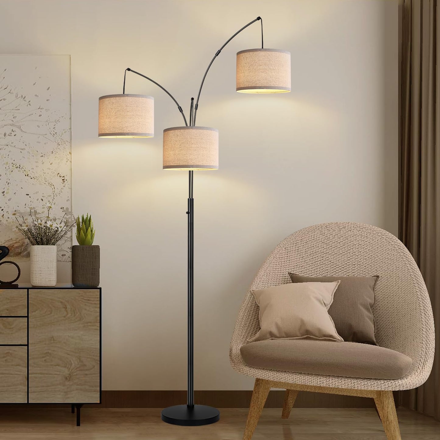 Dimmable 3-Light Arc Floor Lamp