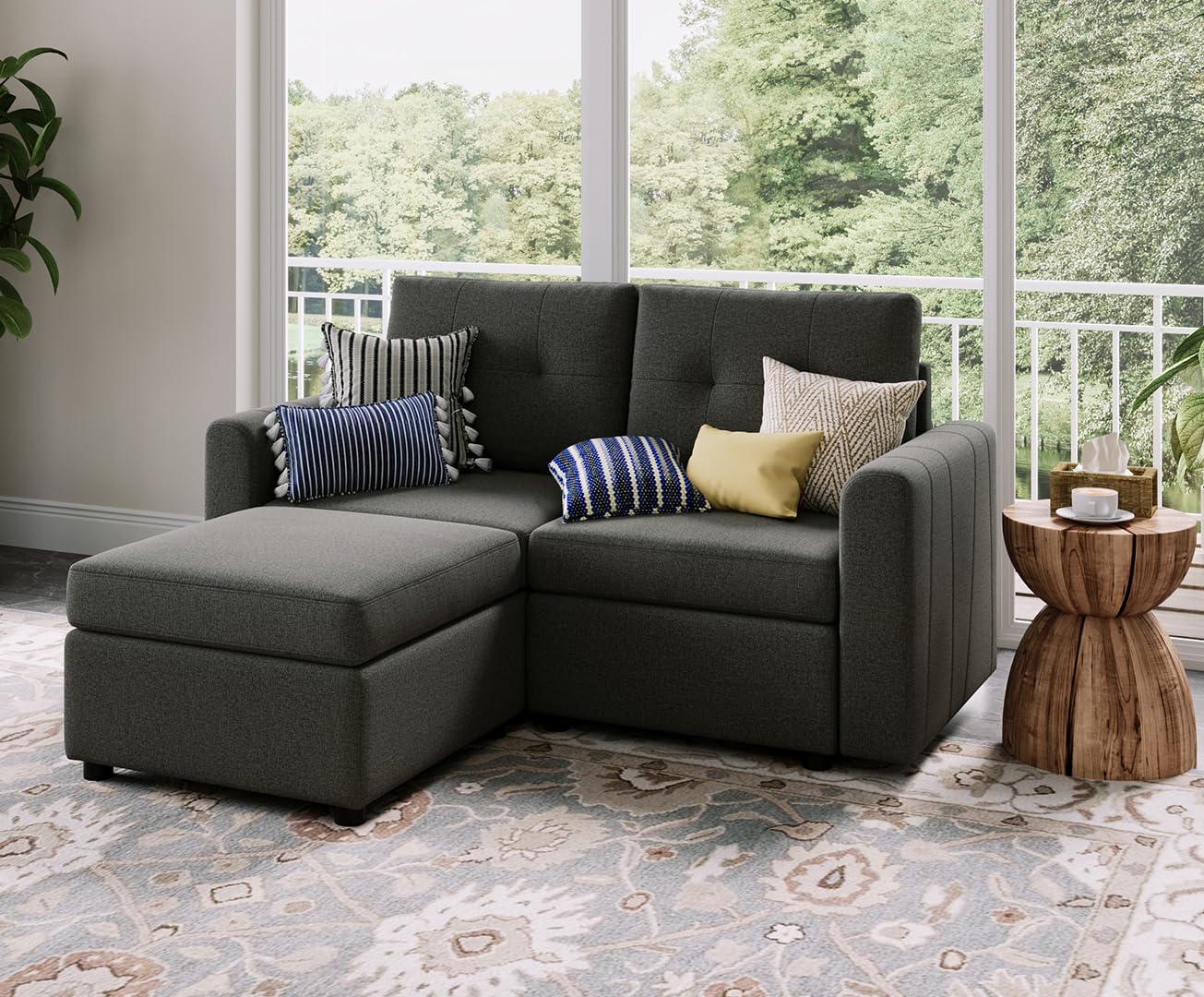 LINSY HOME Modular Sectional Sofa – Dark Gray