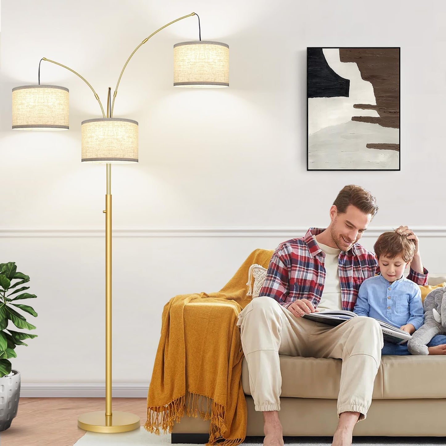 Dimmable 3-Light Arc Floor Lamp