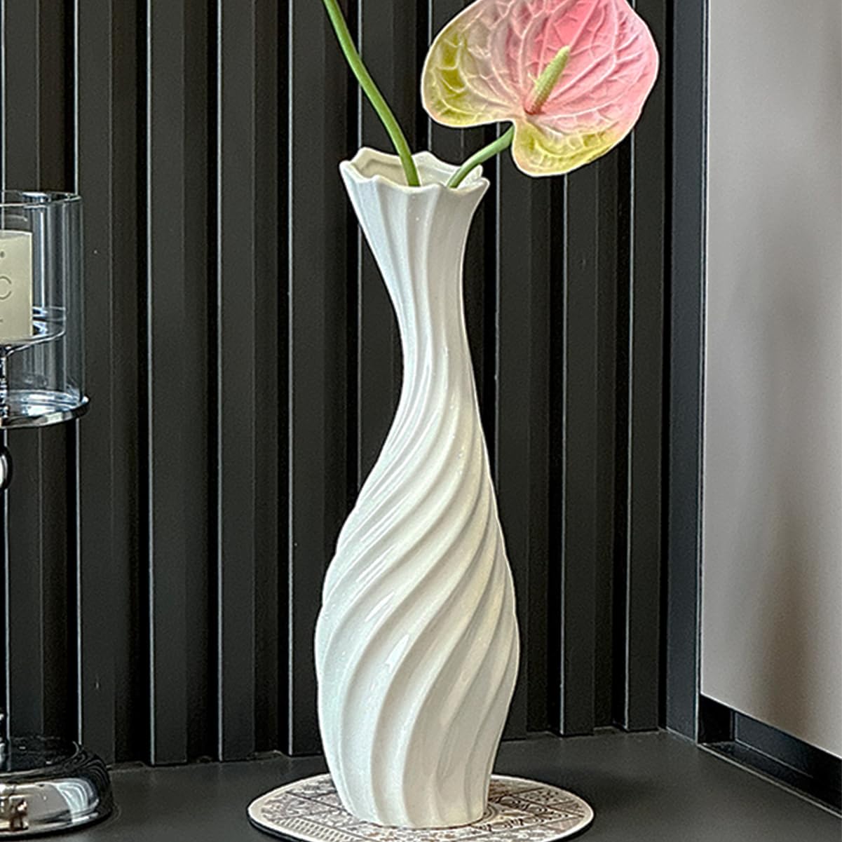 Black 12" Ceramic Flower Vase