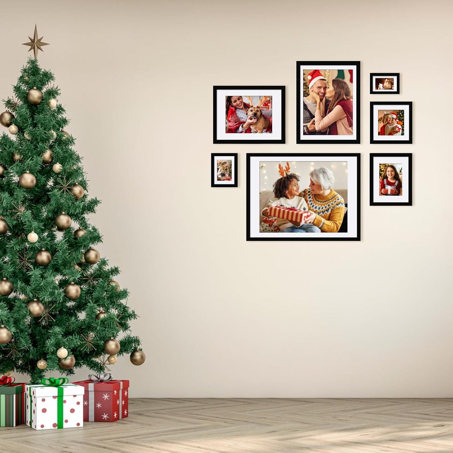 Egofine 4-Piece Black Wood Frame Set