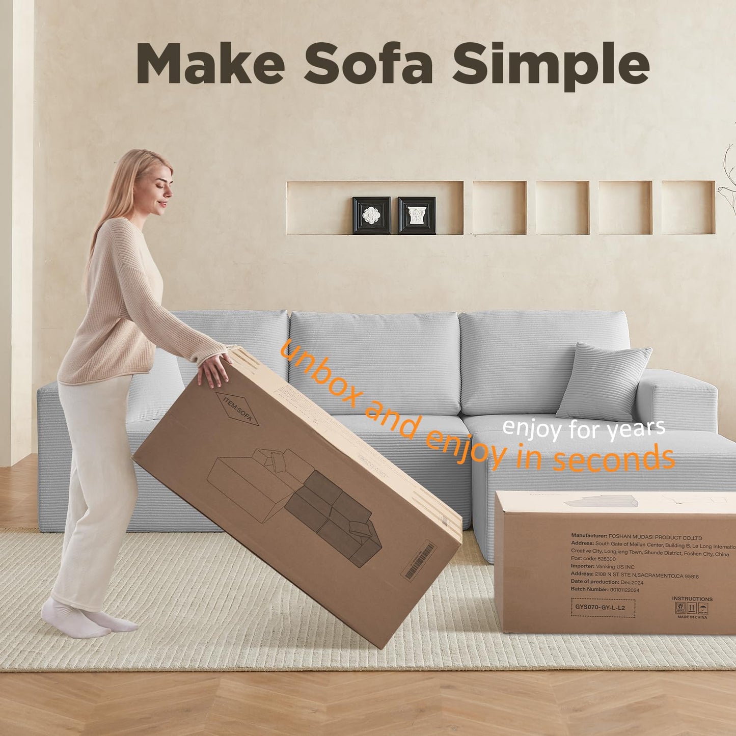 INGEROOM 108" Sectional Sofa – Dark Gray