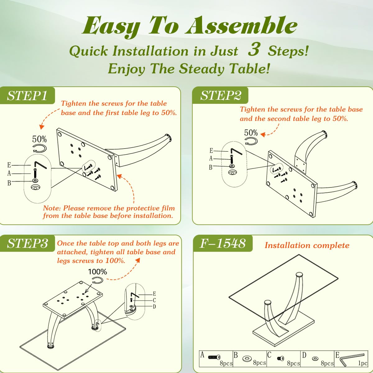 71" Glass Dining Table Set for 6