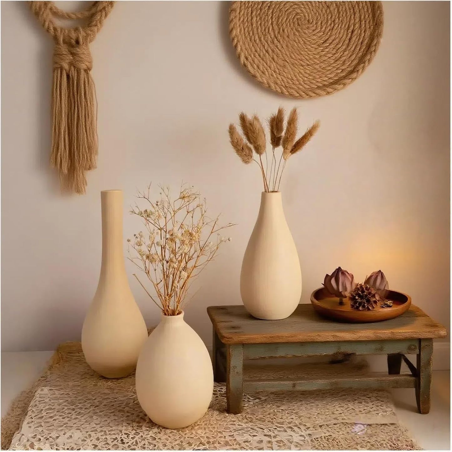 Beige 3-Piece Ceramic Vase Set