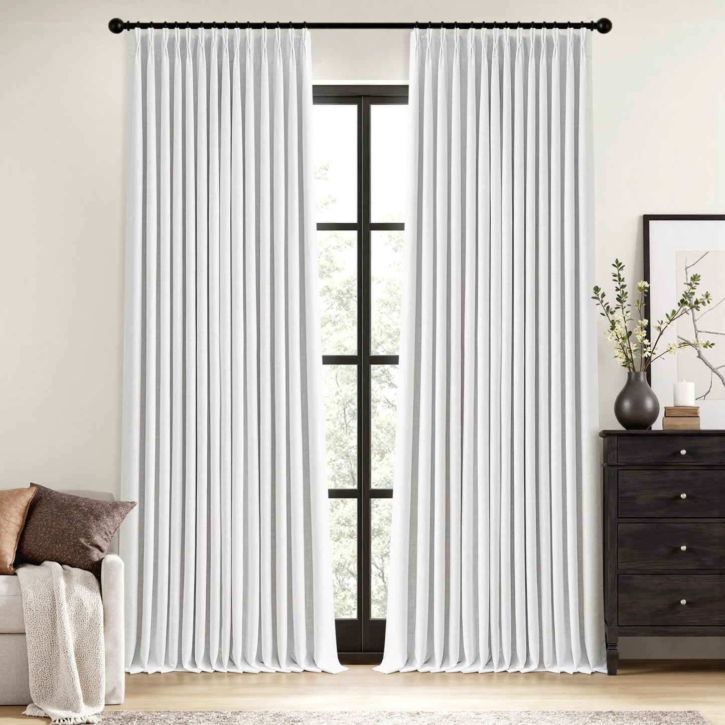 MIULEE Blackout Linen Curtains 84" – 2 Panels