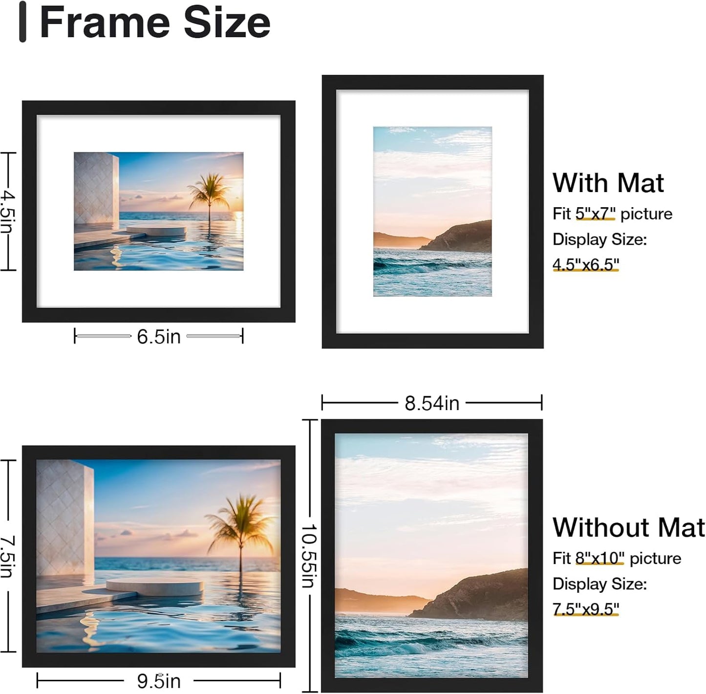 Vittanly 2-Pack Black 11x14 Frames