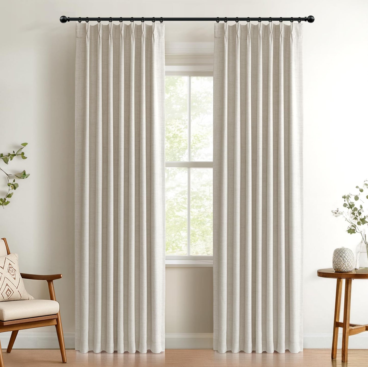 Blackout Linen Curtains 2-Pack, 90"