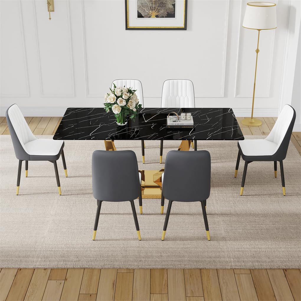 71" Black & Gold Dining Set for 8