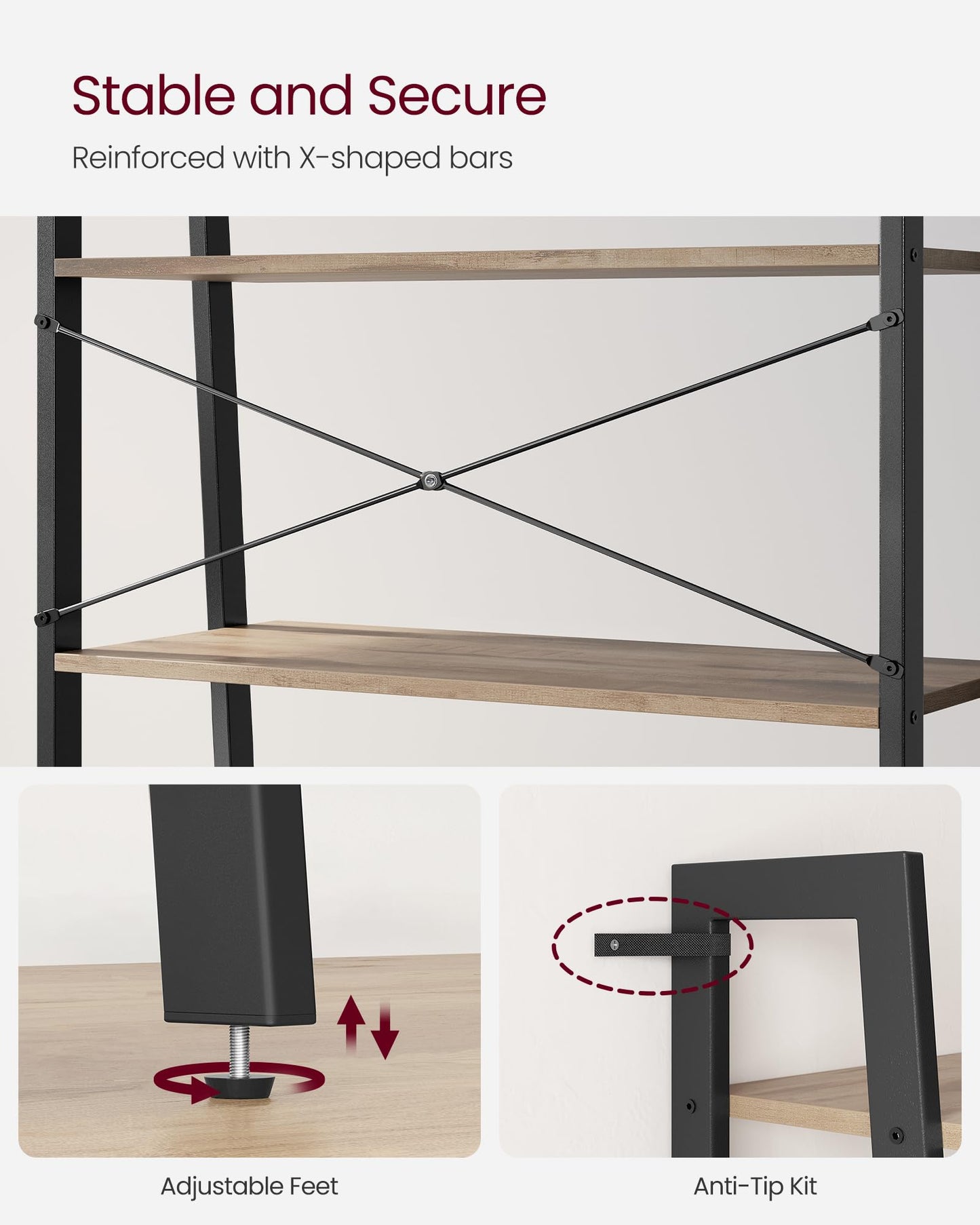 VASAGLE 5-Tier Ladder Bookshelf