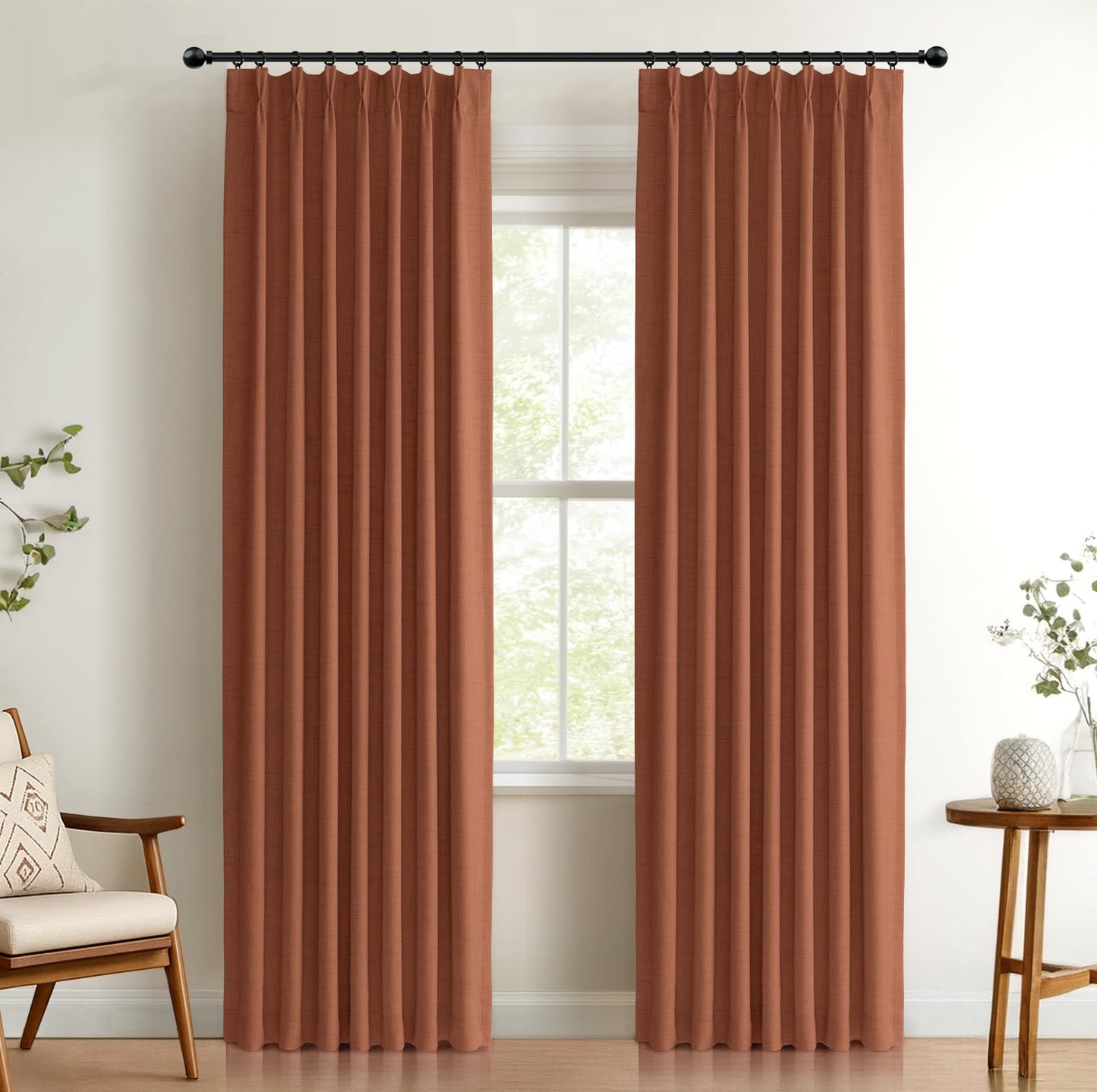 Blackout Linen Curtains 2-Pack, 90"