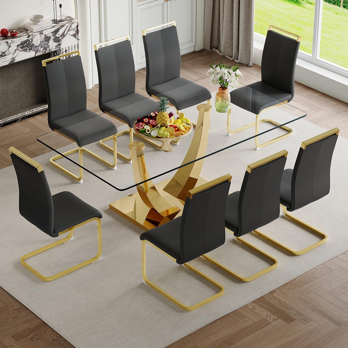 63" Glass Dining Table Set for 4