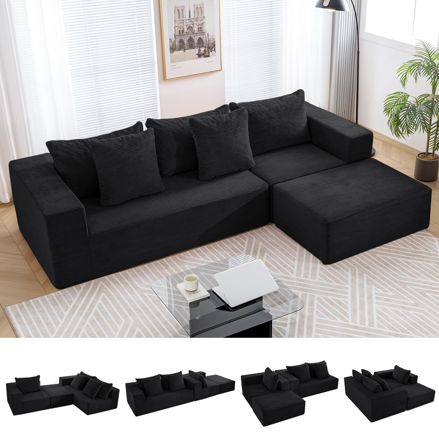 INGEROOM 108" Sectional Sofa – Dark Gray