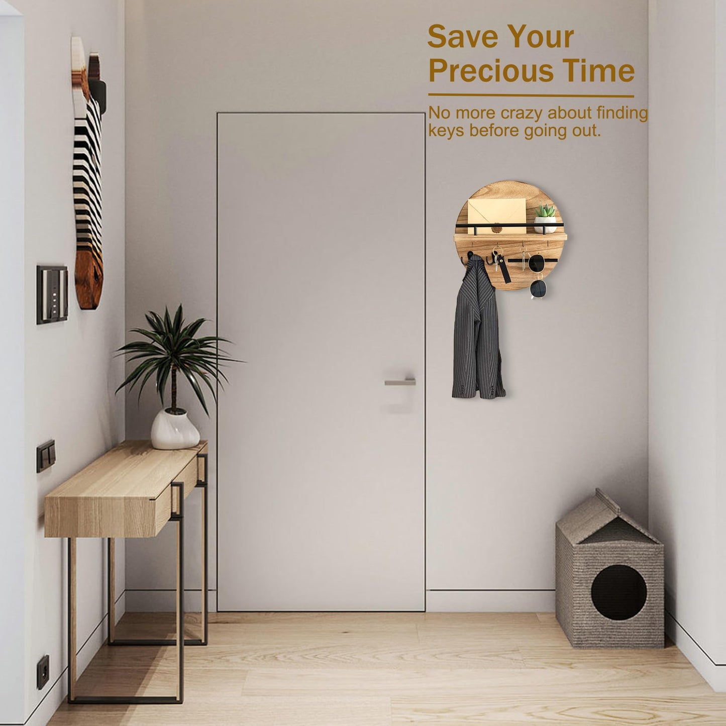 Wall Key & Mail Holder – Rustic