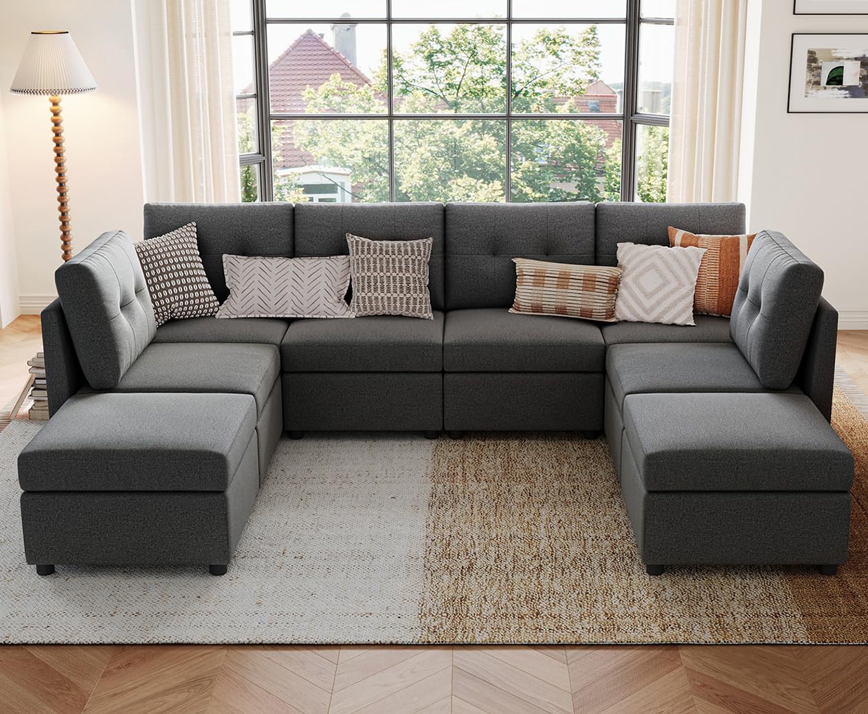 LINSY HOME Modular Sectional Sofa – Dark Gray
