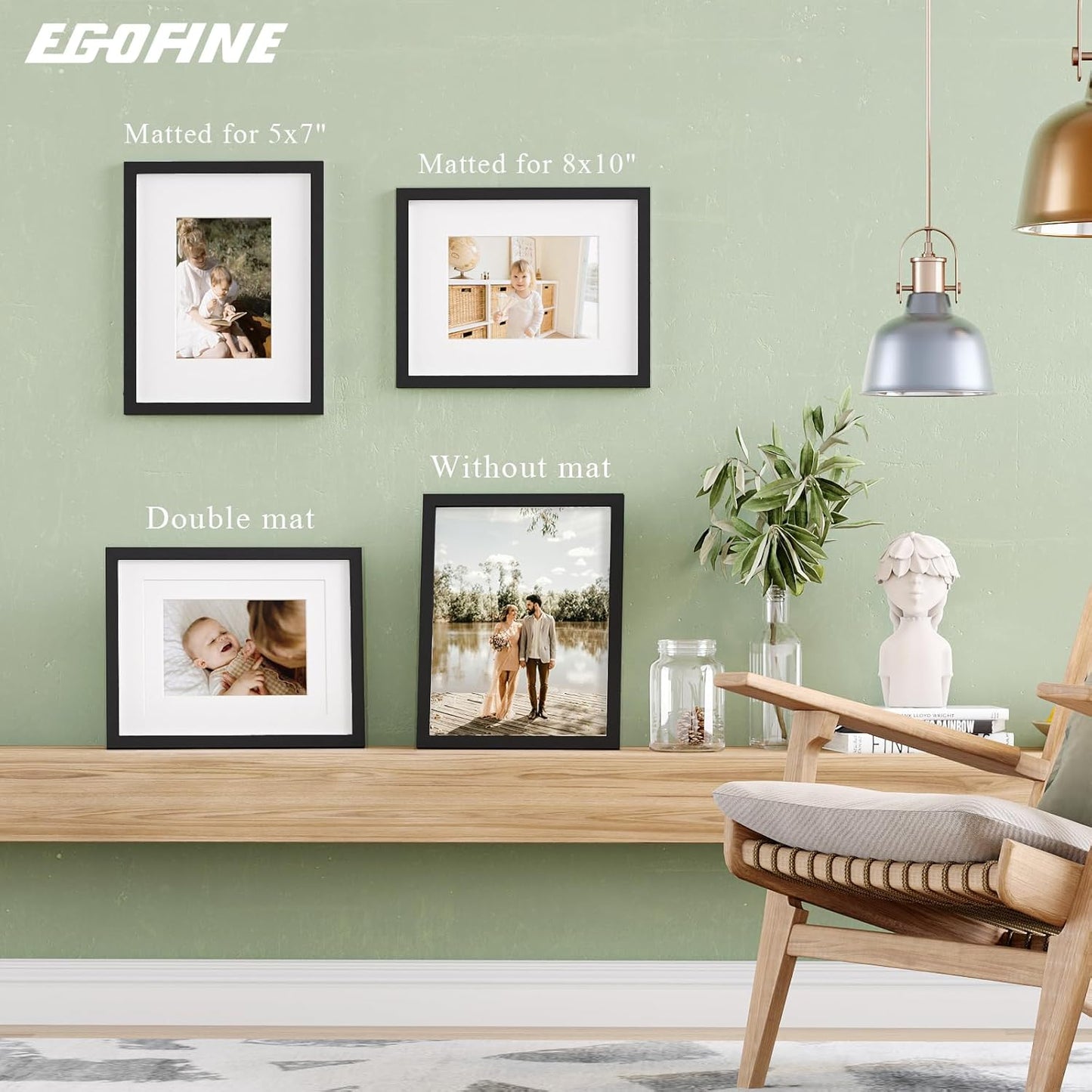 Egofine 4-Piece Black Wood Frame Set