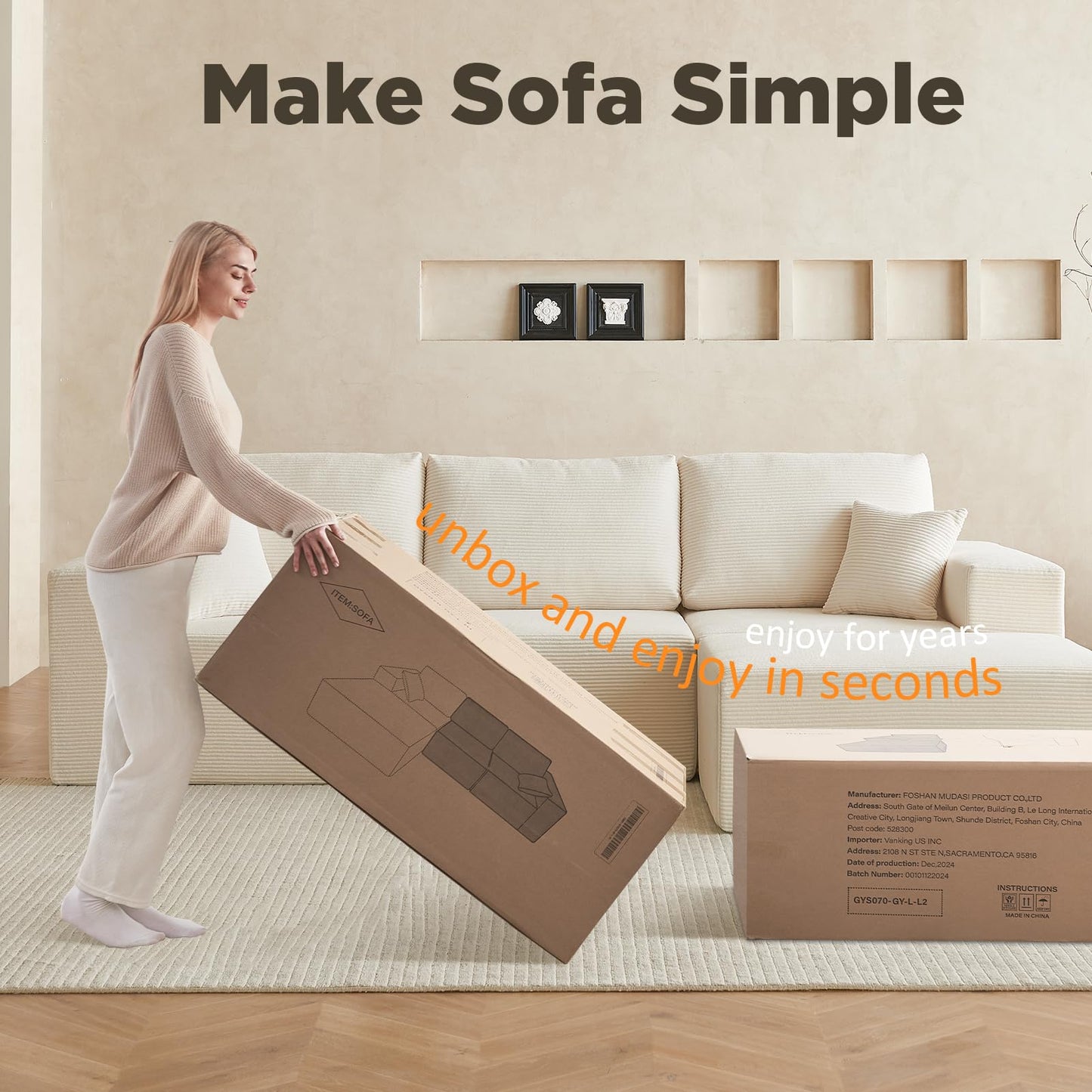 INGEROOM 108" Sectional Sofa – Dark Gray