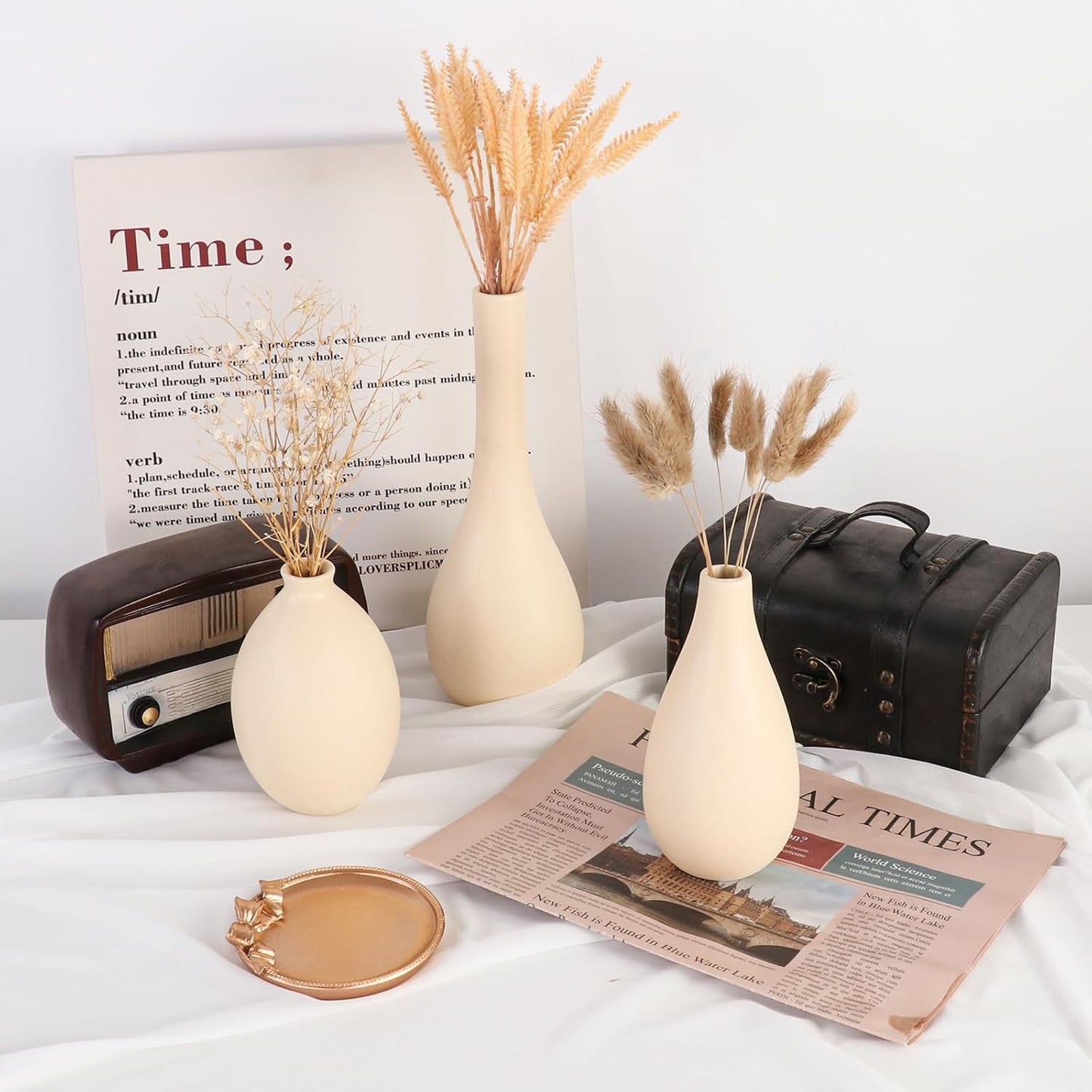 Beige 3-Piece Ceramic Vase Set