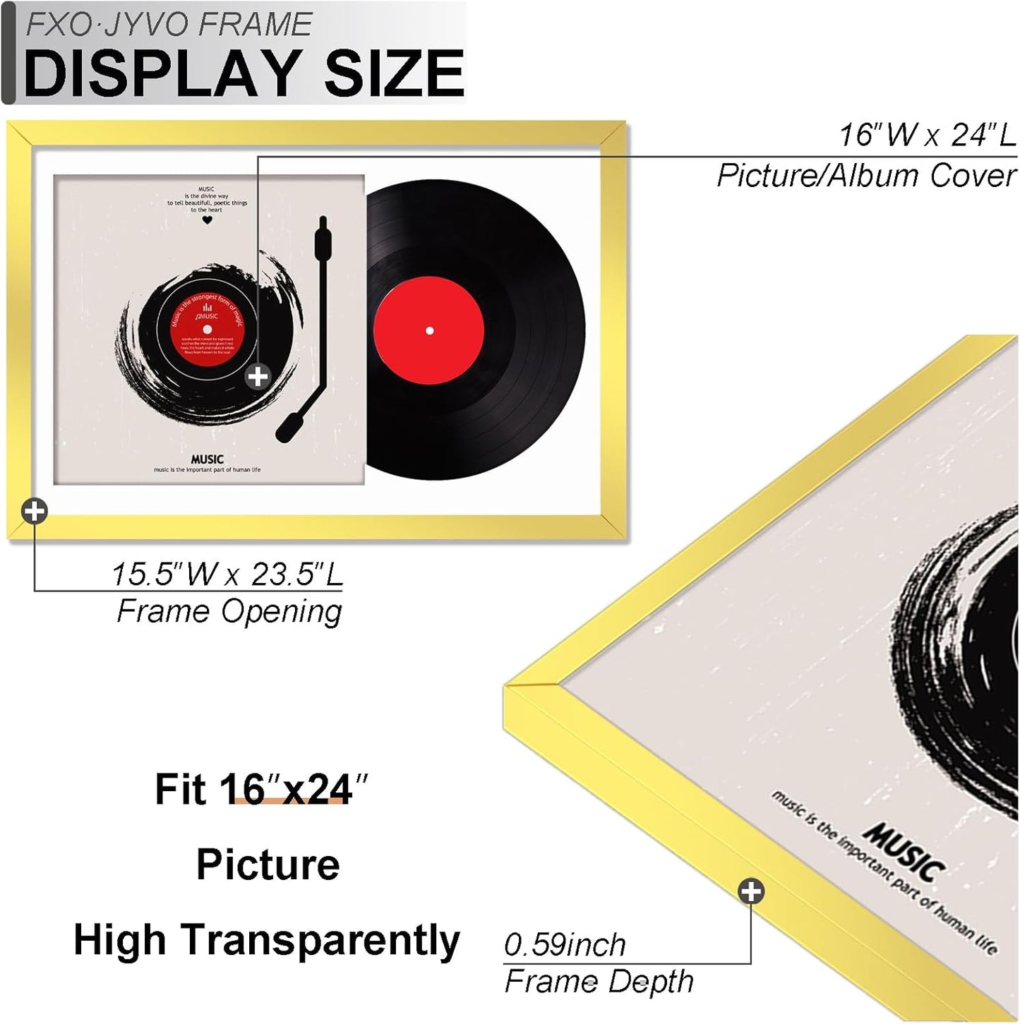 4-Pack 12.5" White Vinyl Record Frames