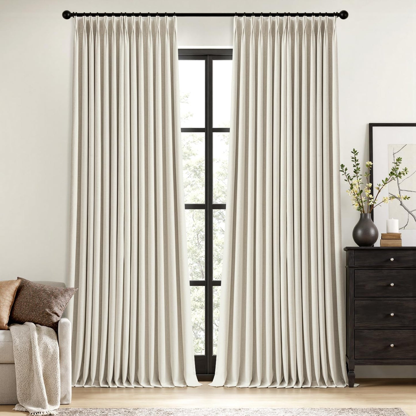 MIULEE Blackout Linen Curtains 84" – 2 Panels