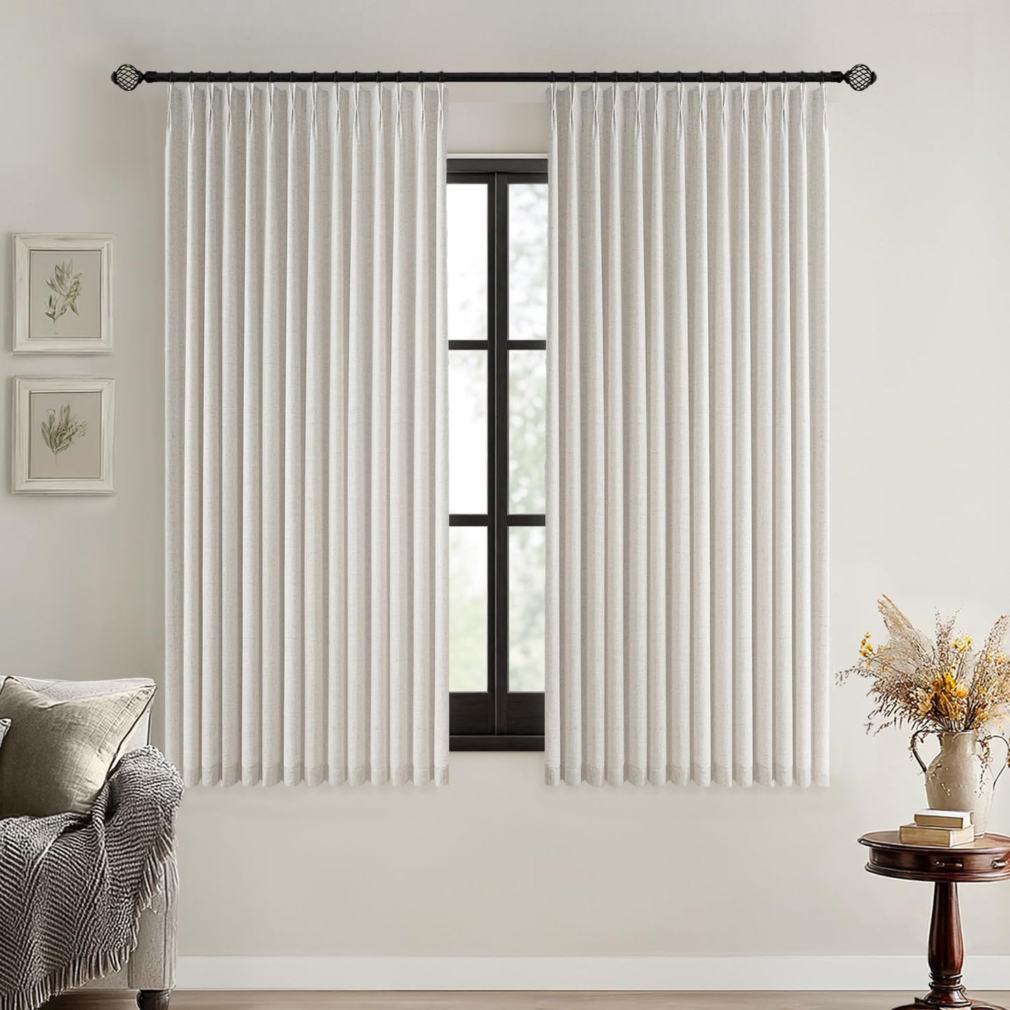 MIULEE Blackout Linen Curtains 84" – 2 Panels