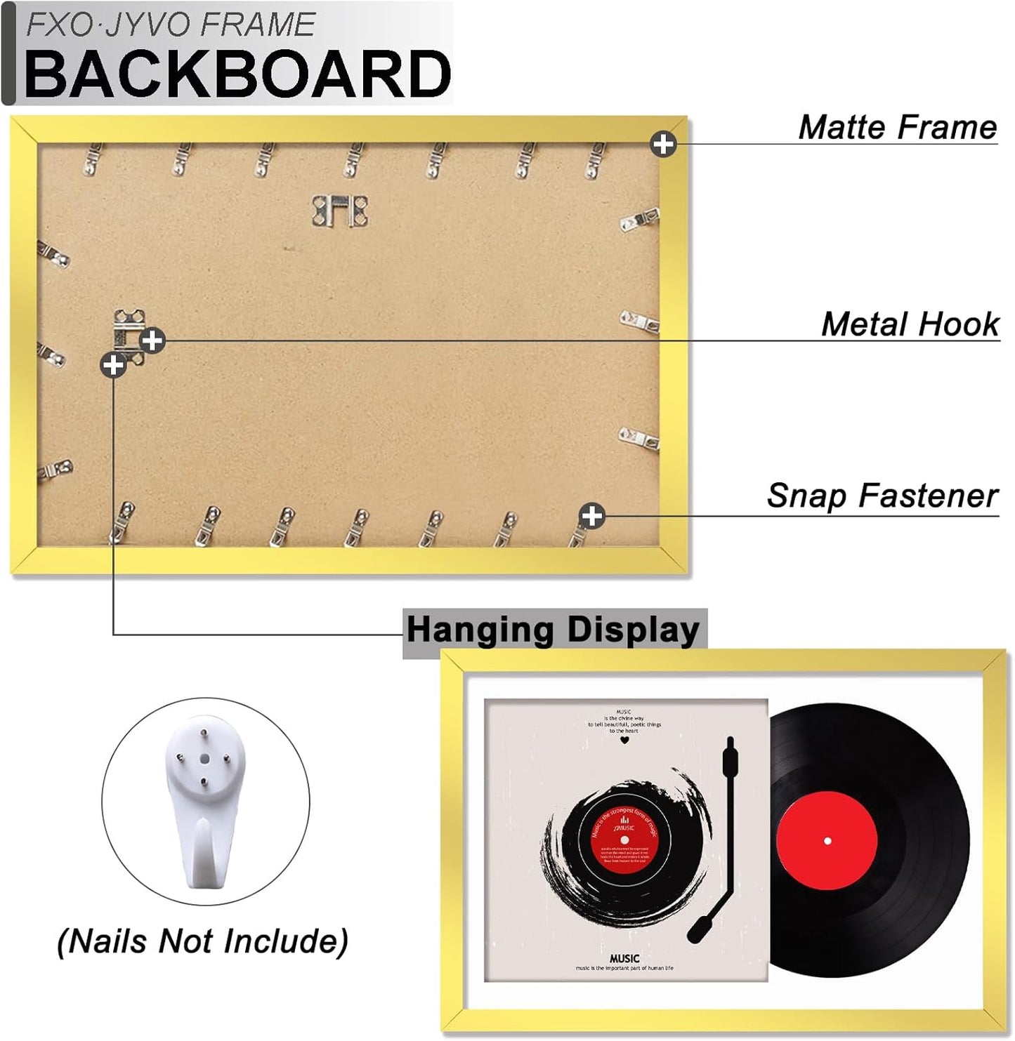 4-Pack 12.5" White Vinyl Record Frames