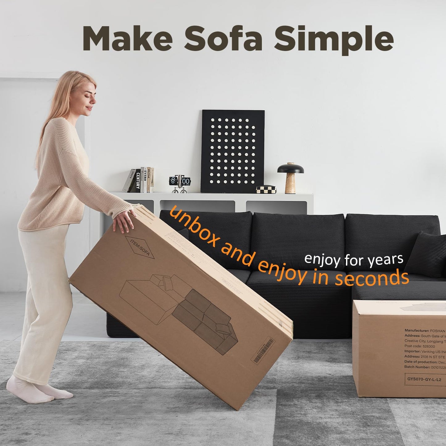 INGEROOM 108" Sectional Sofa – Dark Gray