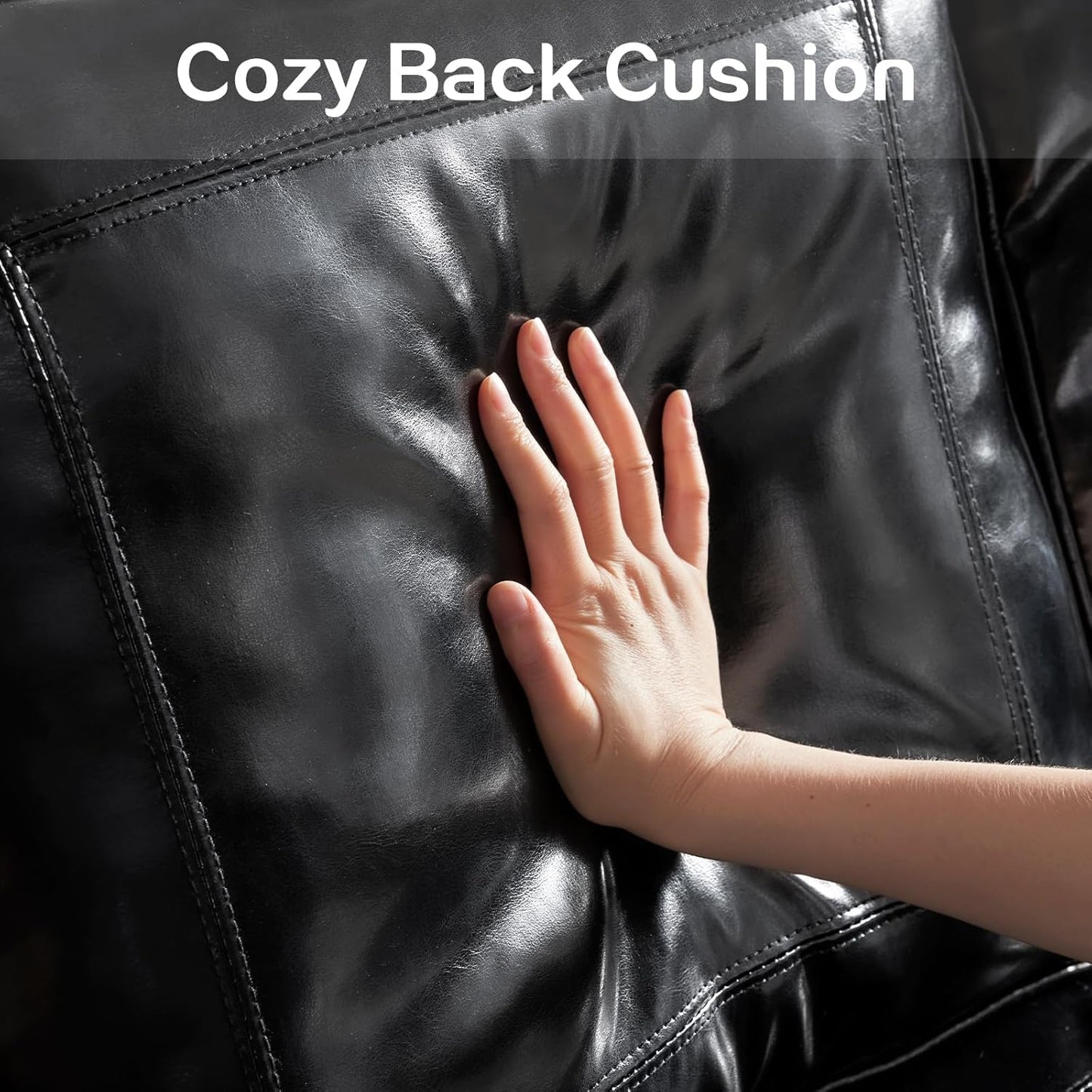 WILLOVE 79" Black Faux Leather Sofa