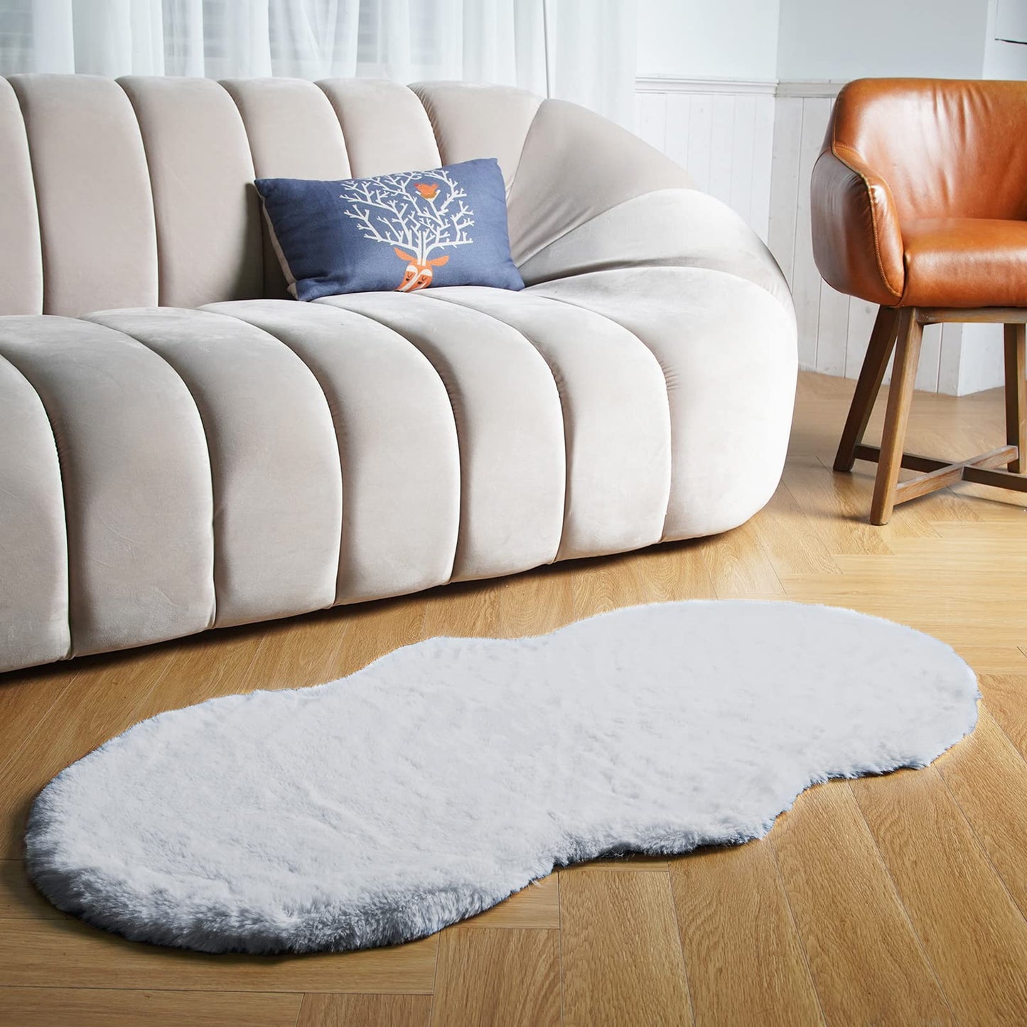 Latepis 3ft White Faux Fur Round Rug