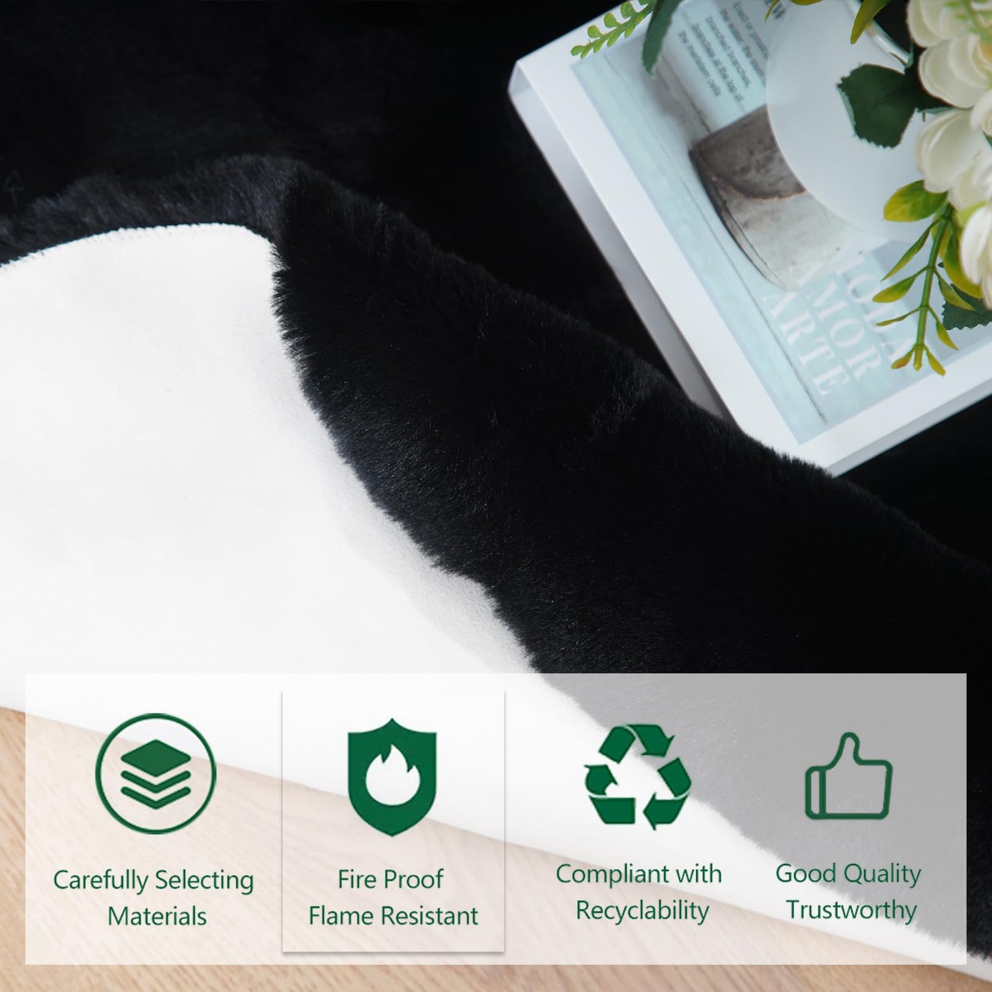 Latepis 3ft White Faux Fur Round Rug