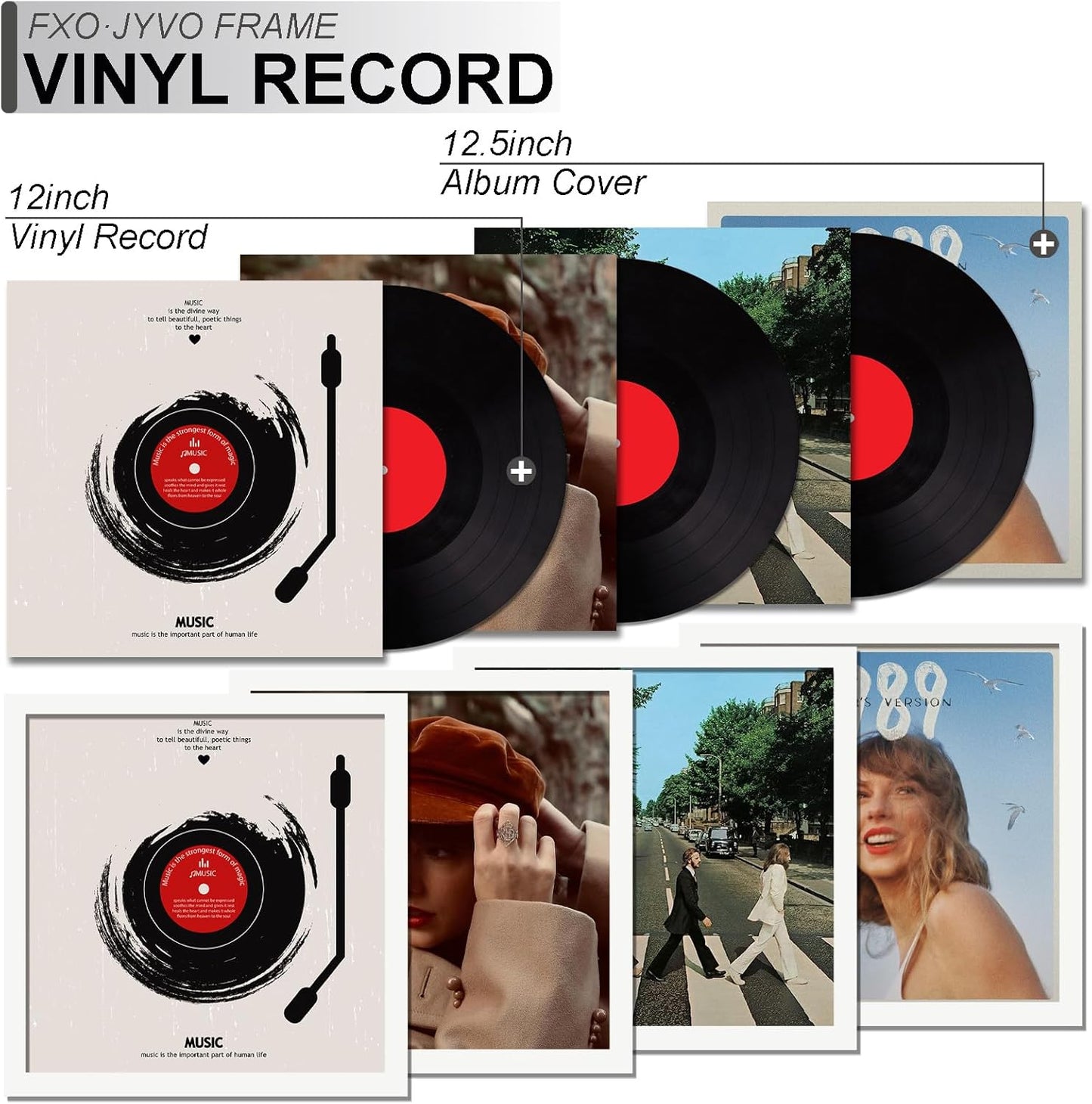4-Pack 12.5" White Vinyl Record Frames