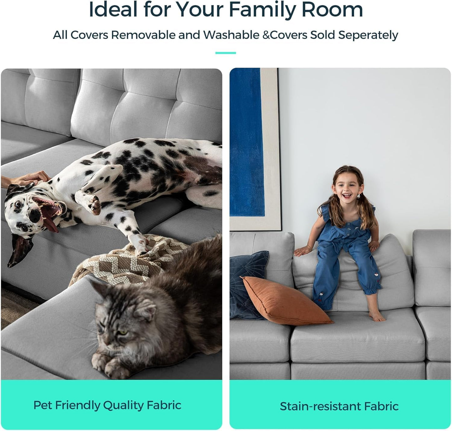 LINSY HOME Modular Sectional Sofa – Dark Gray