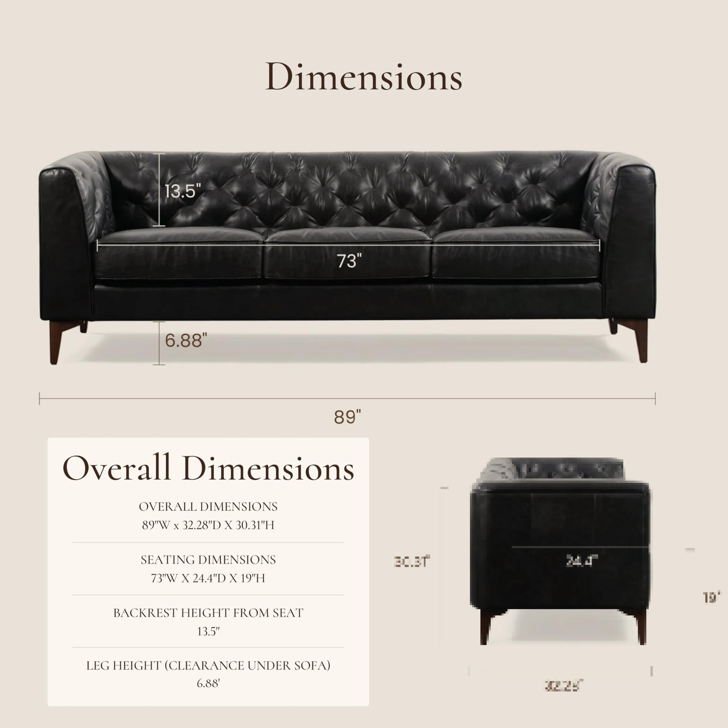 POLY & BARK 74" Leather Sofa – Cognac Tan