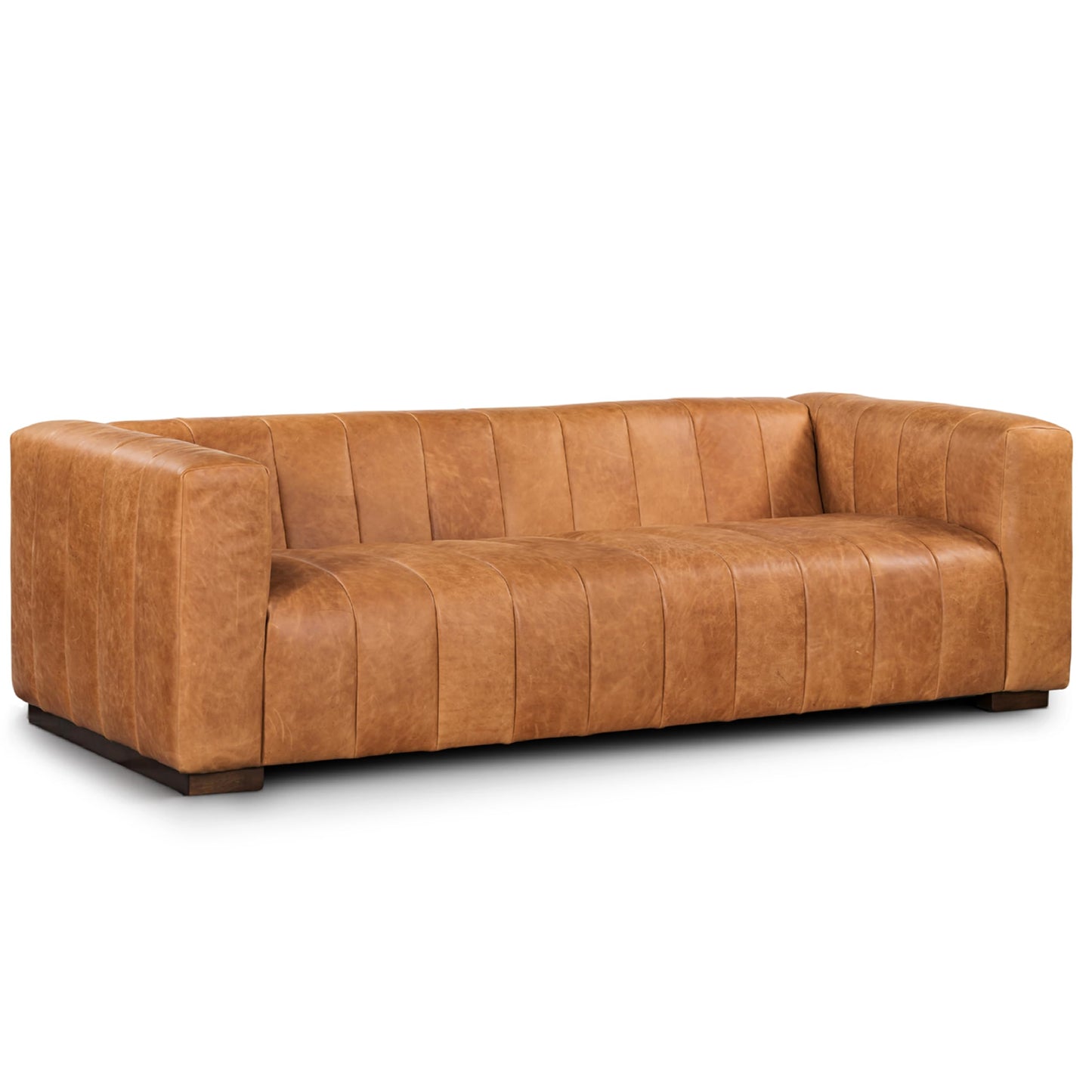 88" Girona Leather Sofa, Cognac Tan
