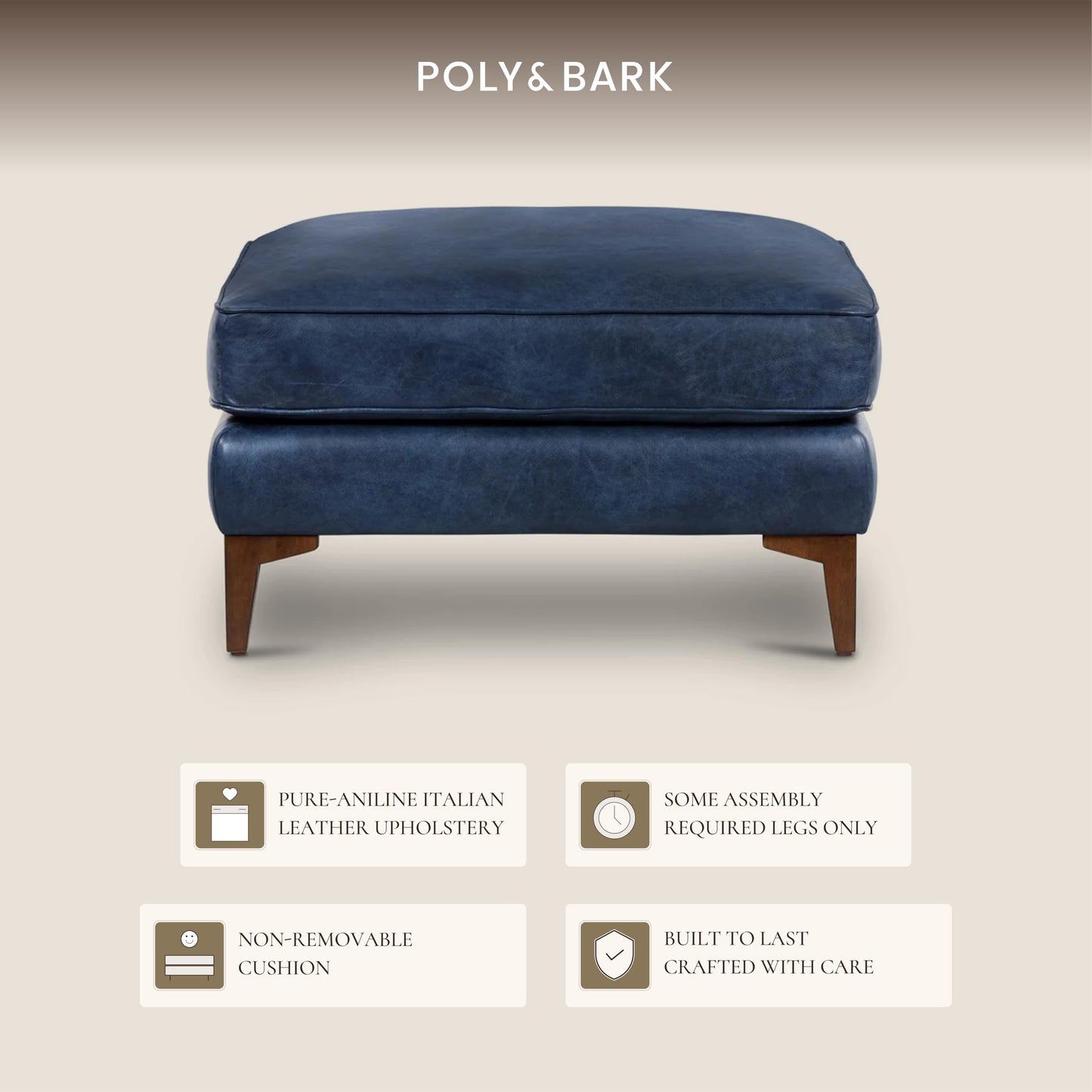 POLY & BARK 74" Leather Sofa – Cognac Tan