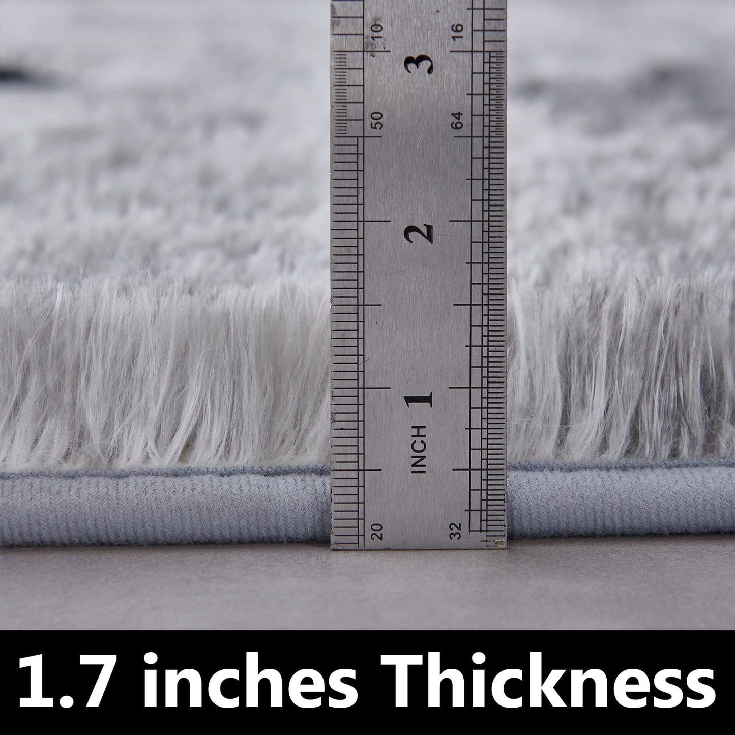 FJZFING 4x4 Light Grey Round Shag Rug