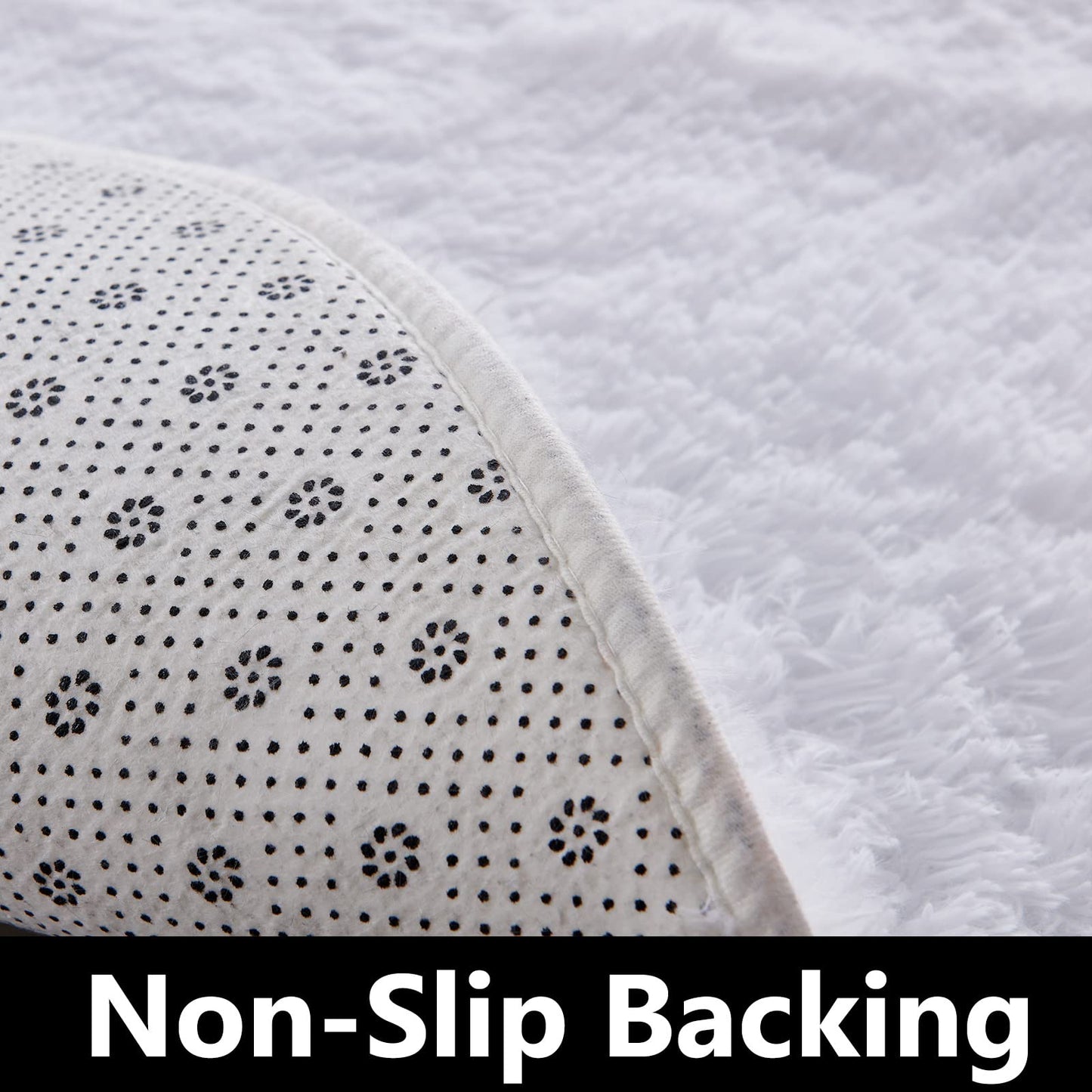 FJZFING 4x4 Light Grey Round Shag Rug