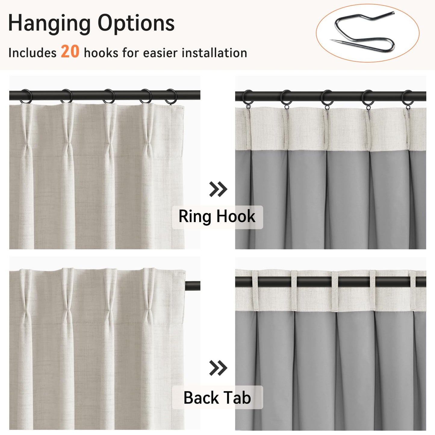 Blackout Linen Curtains 2-Pack, 90"