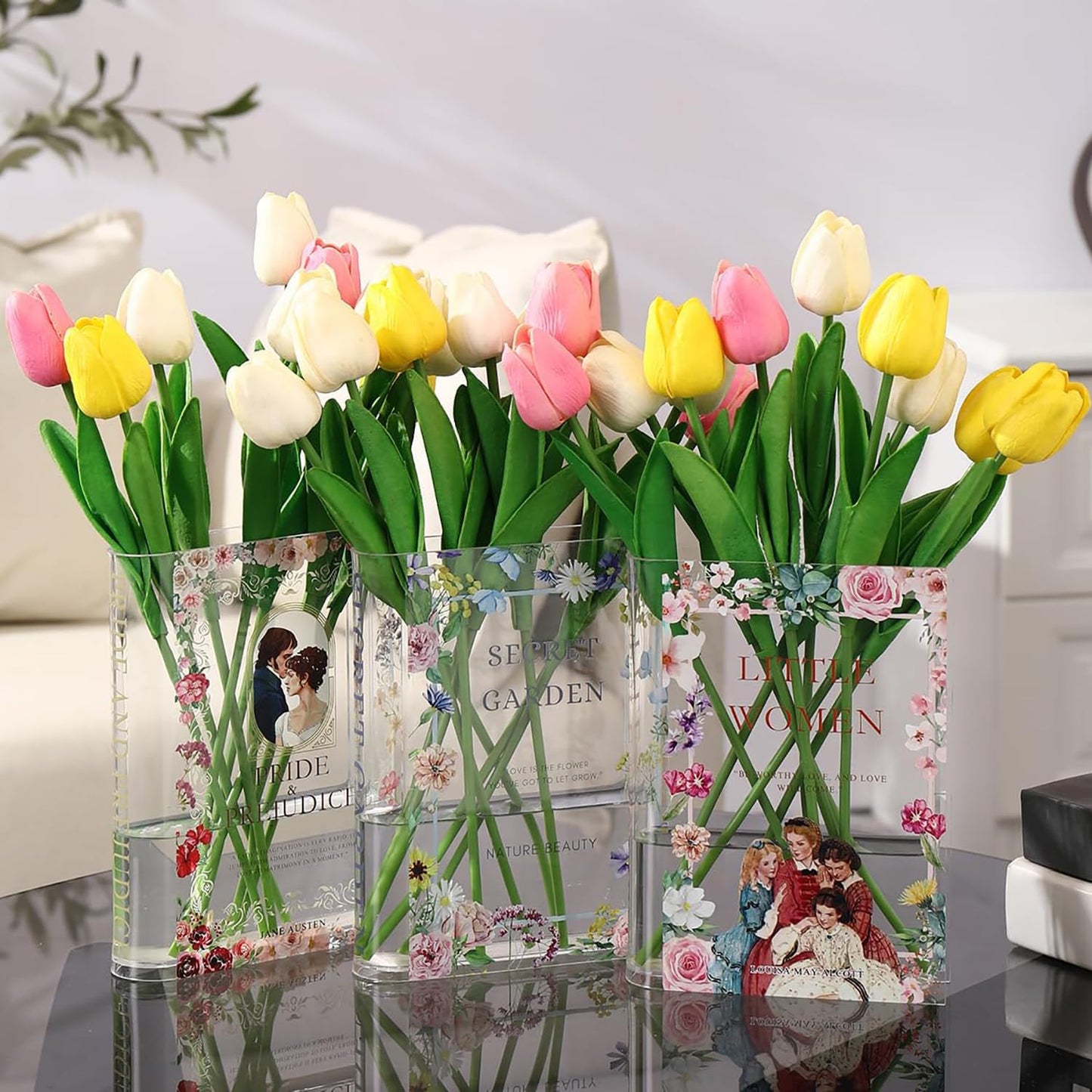 Clear 3-Piece Acrylic Book Vase Set