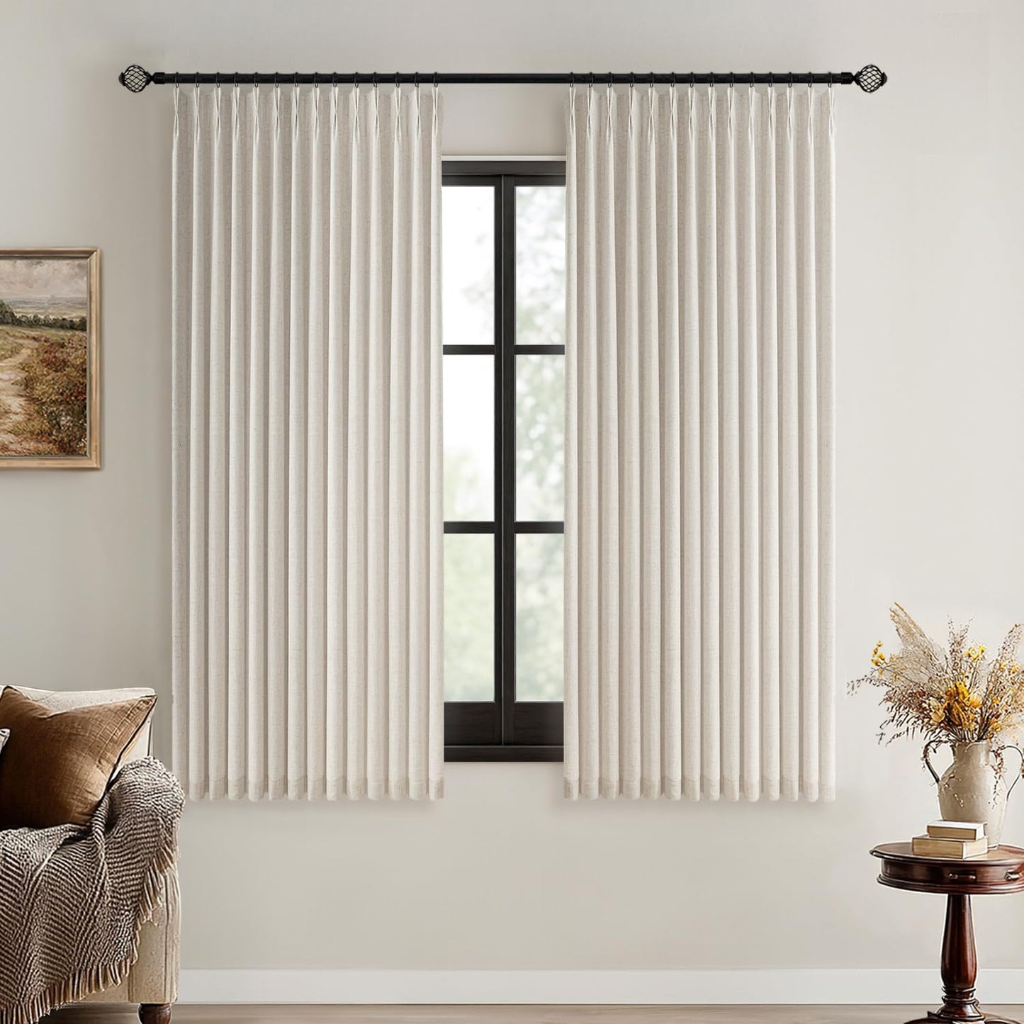 MIULEE Blackout Linen Curtains 84" – 2 Panels