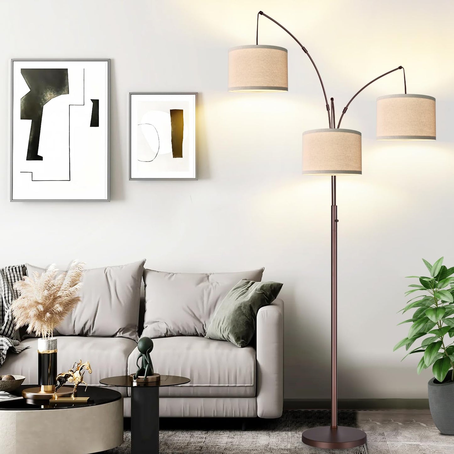 Dimmable 3-Light Arc Floor Lamp