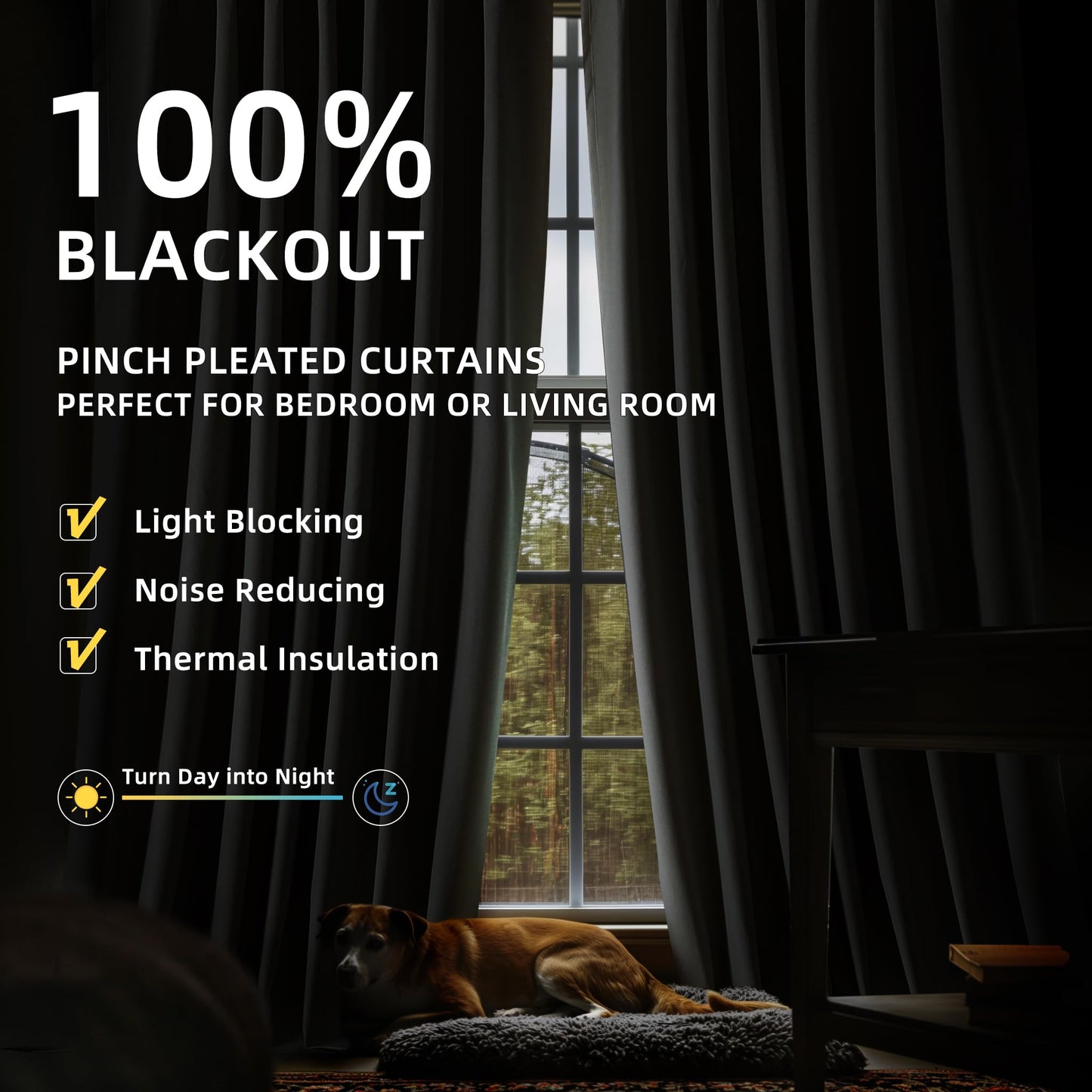 ChrisDowa Blackout Curtains 102" – 2 Panels